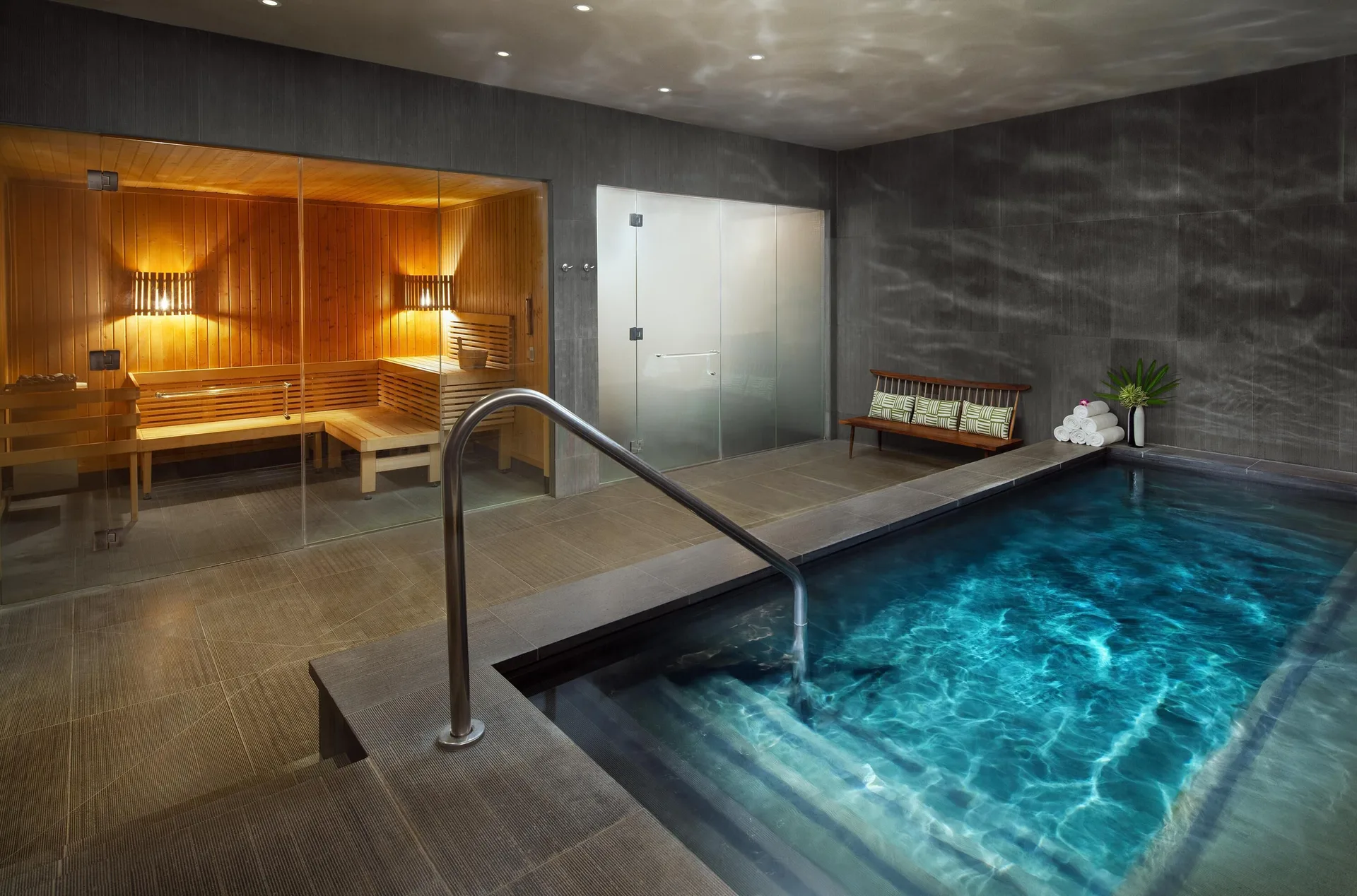 Spa plunge pool and sauna at Andaz Maui at Wailea Resort.
