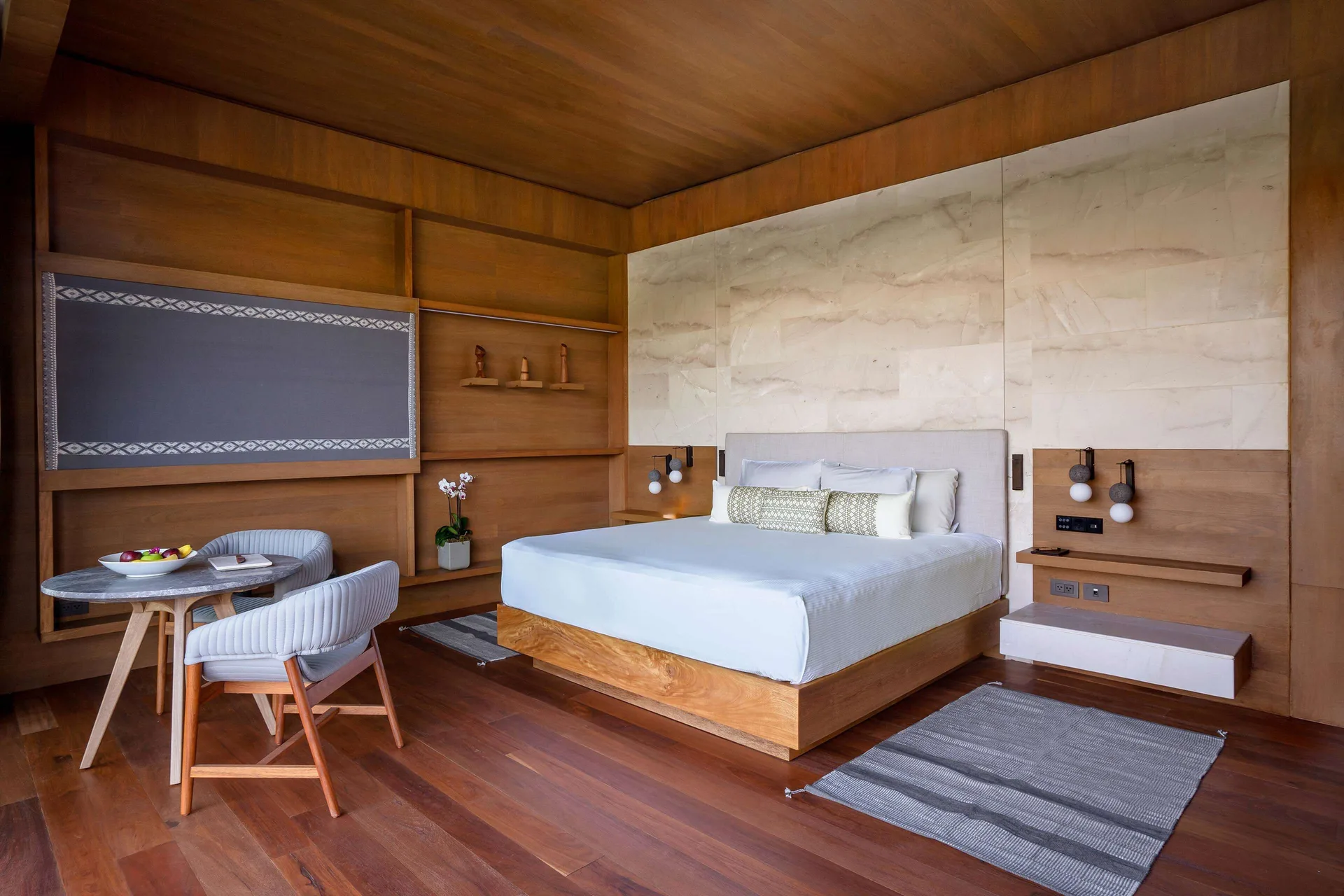 Lagoon & Sunset Rooftop Pool Villa bedroom with king bed at Banyan Tree Mayakoba.
