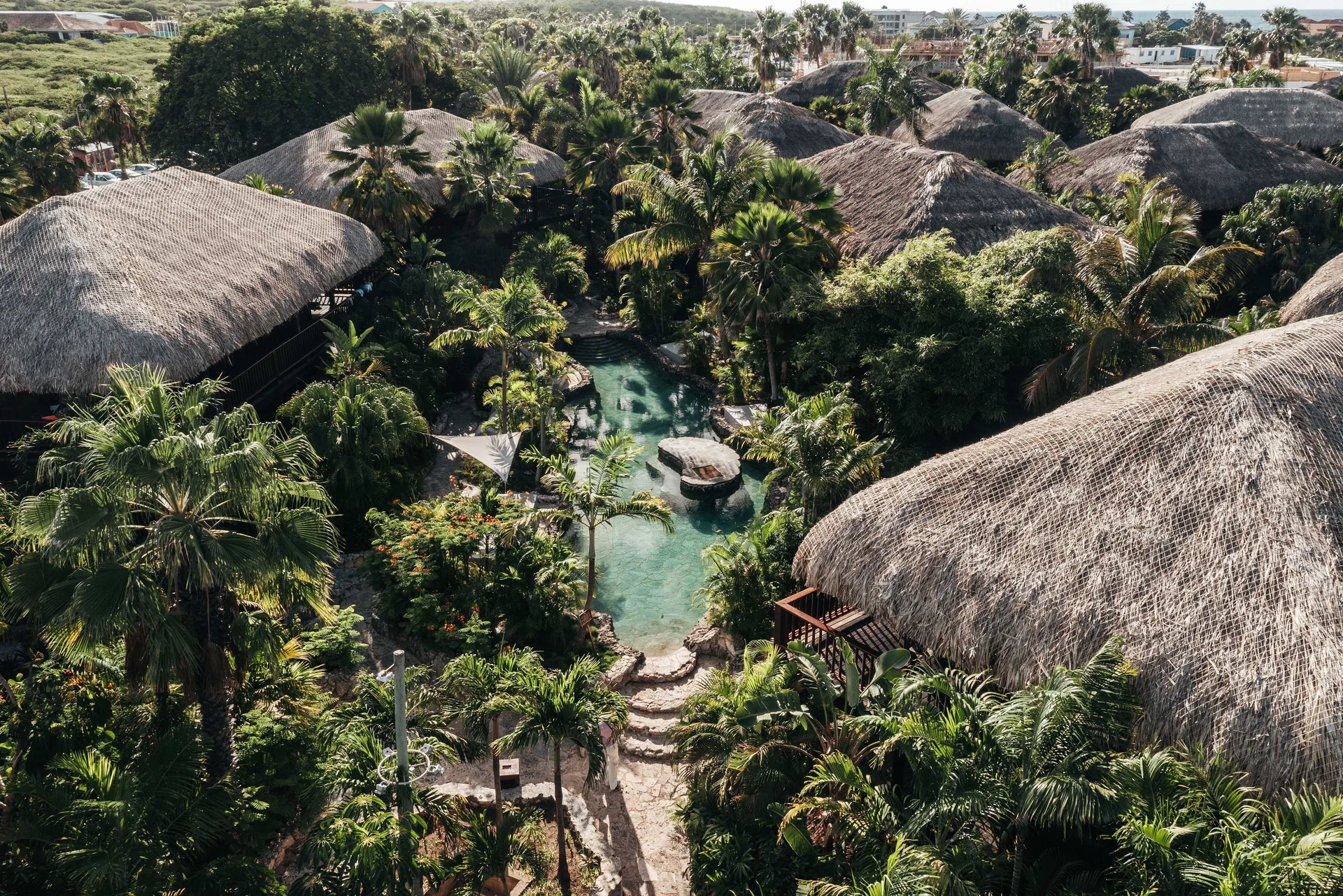 The Kontiki tropical beach resort with lagoon pools, cabana-style rooms, and Mambo Beach access