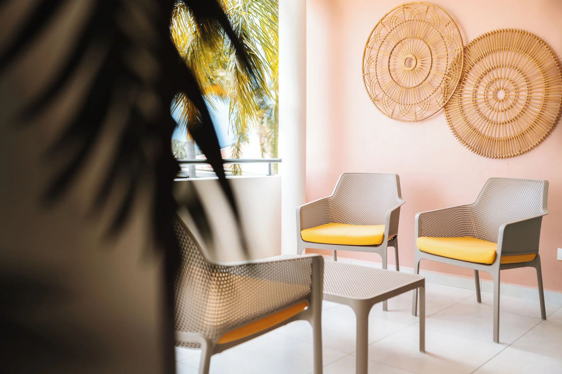 Garden Apartment 2 Bedroom balcony seating at Blue Bay Curacao Golf & Beach Resort.