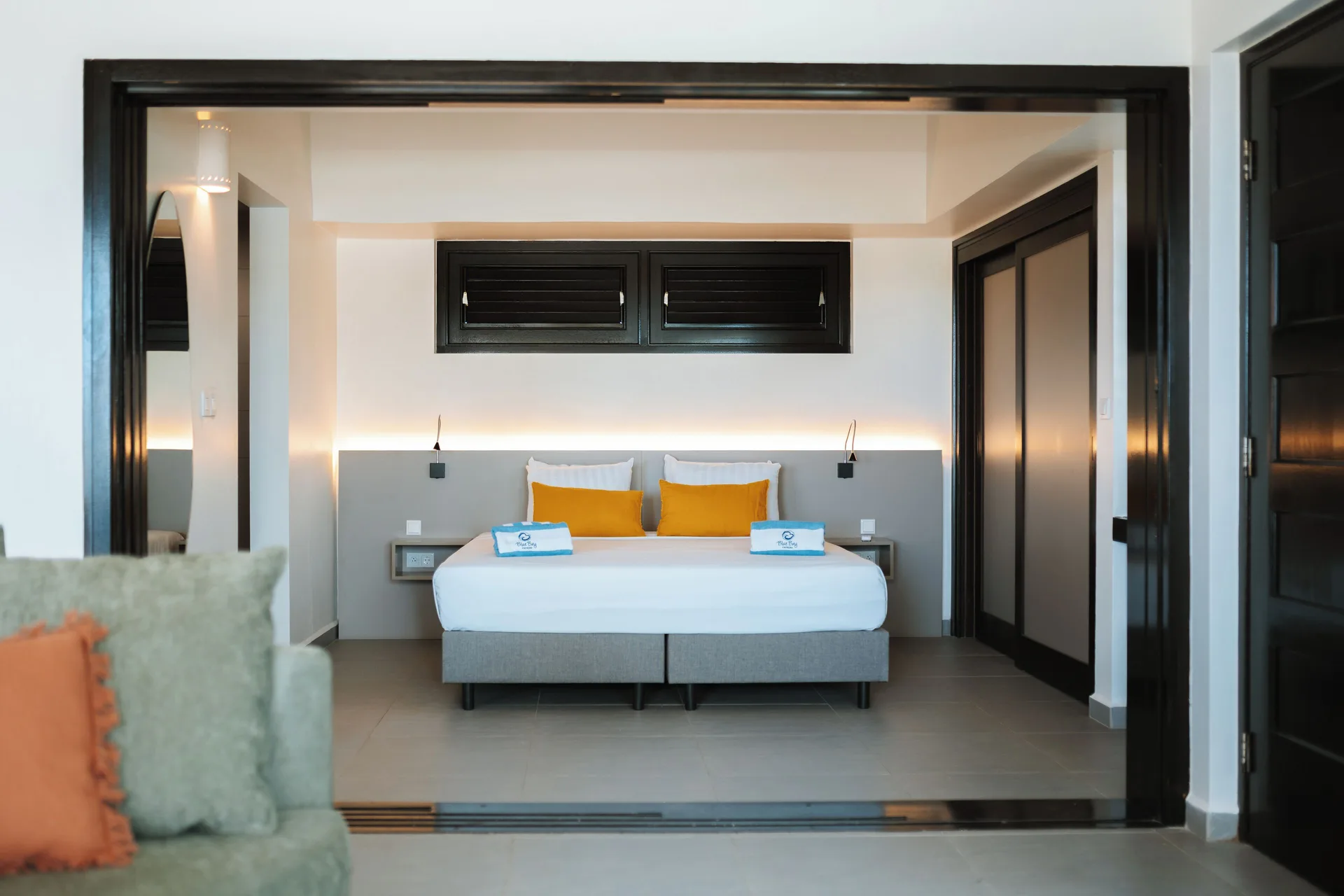 Garden Apartment 2 Bedroom sleeping area with king bed at Blue Bay Curacao Golf & Beach Resort.