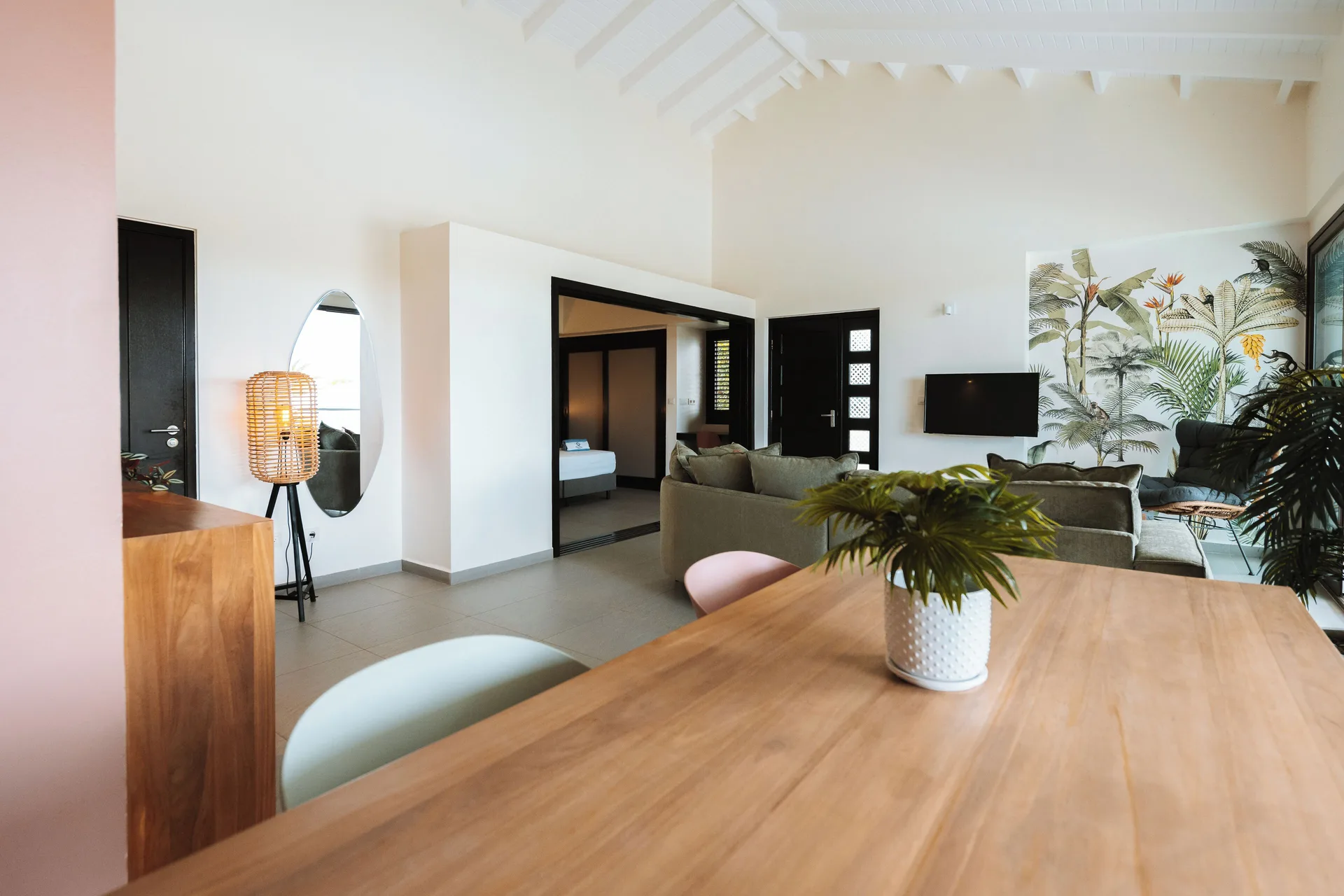 Garden Apartment 2 Bedroom living room and dining area at Blue Bay Curacao Golf & Beach Resort.