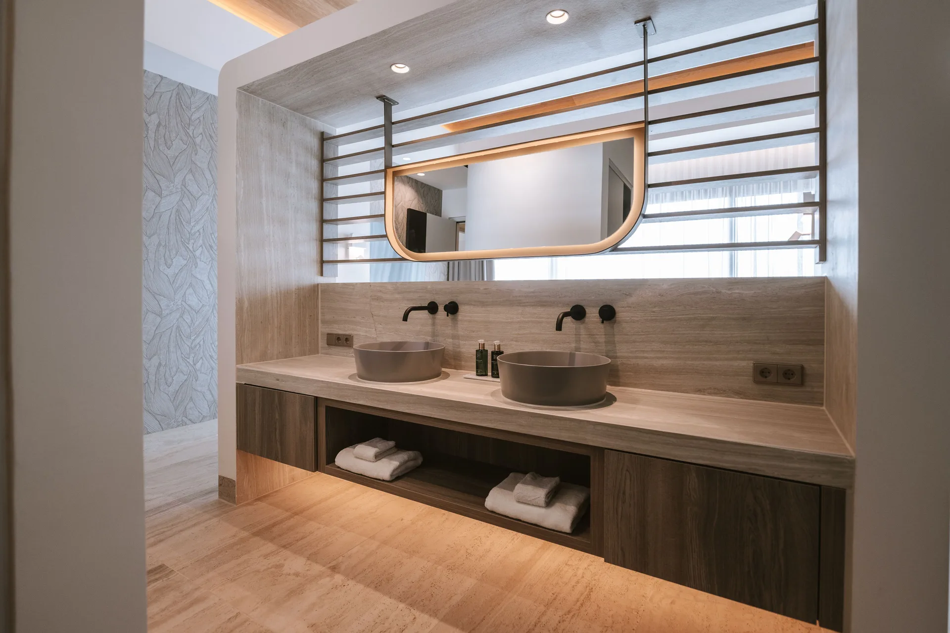 Luxury Penthouse Ocean View double vanity bathroom at Blue Bay Curacao Golf & Beach Resort.