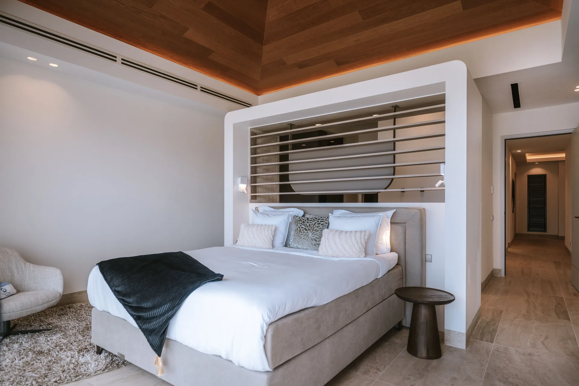 Luxury Penthouse Ocean View bedroom with king bed at Blue Bay Curacao Golf & Beach Resort.