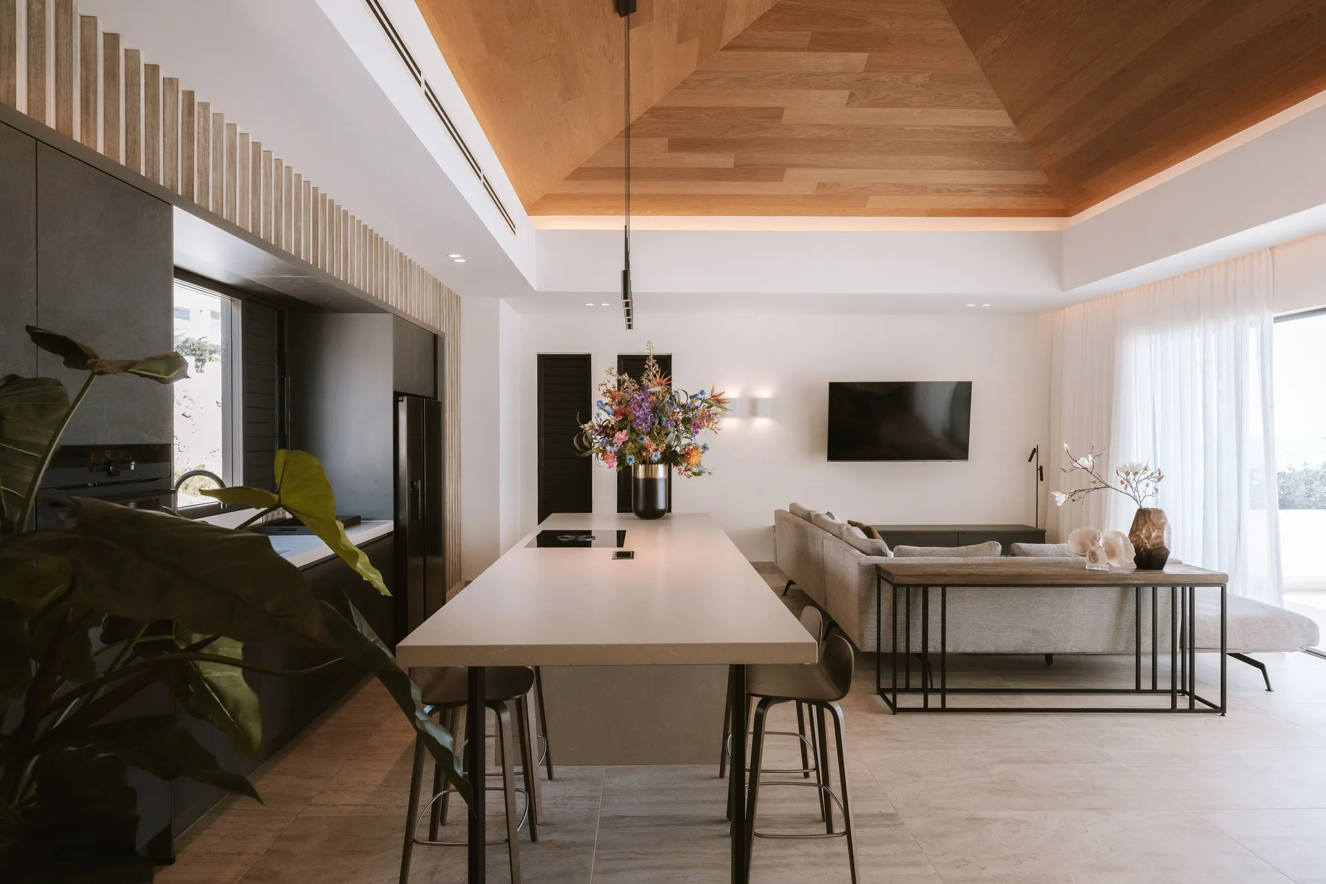 Luxury Penthouse Ocean View living and kitchen area at Blue Bay Curacao Golf & Beach Resort.