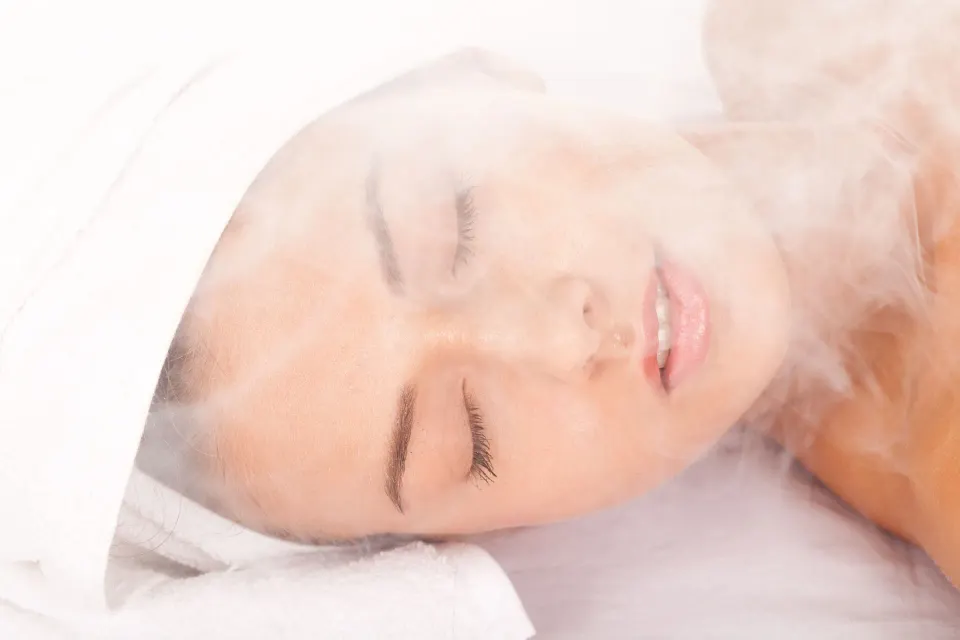 Guest relaxes during a facial steam treatment at BlueBay Villas Doradas.