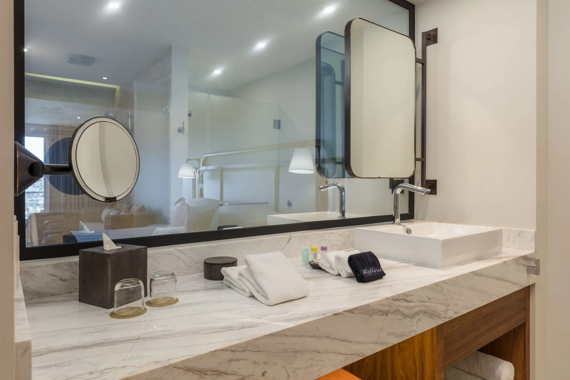Infinity with Hot Tub at Corazón Cabo with private terrace hot tub, modern bathroom vanity, and king bed with Sea of Cortez views.