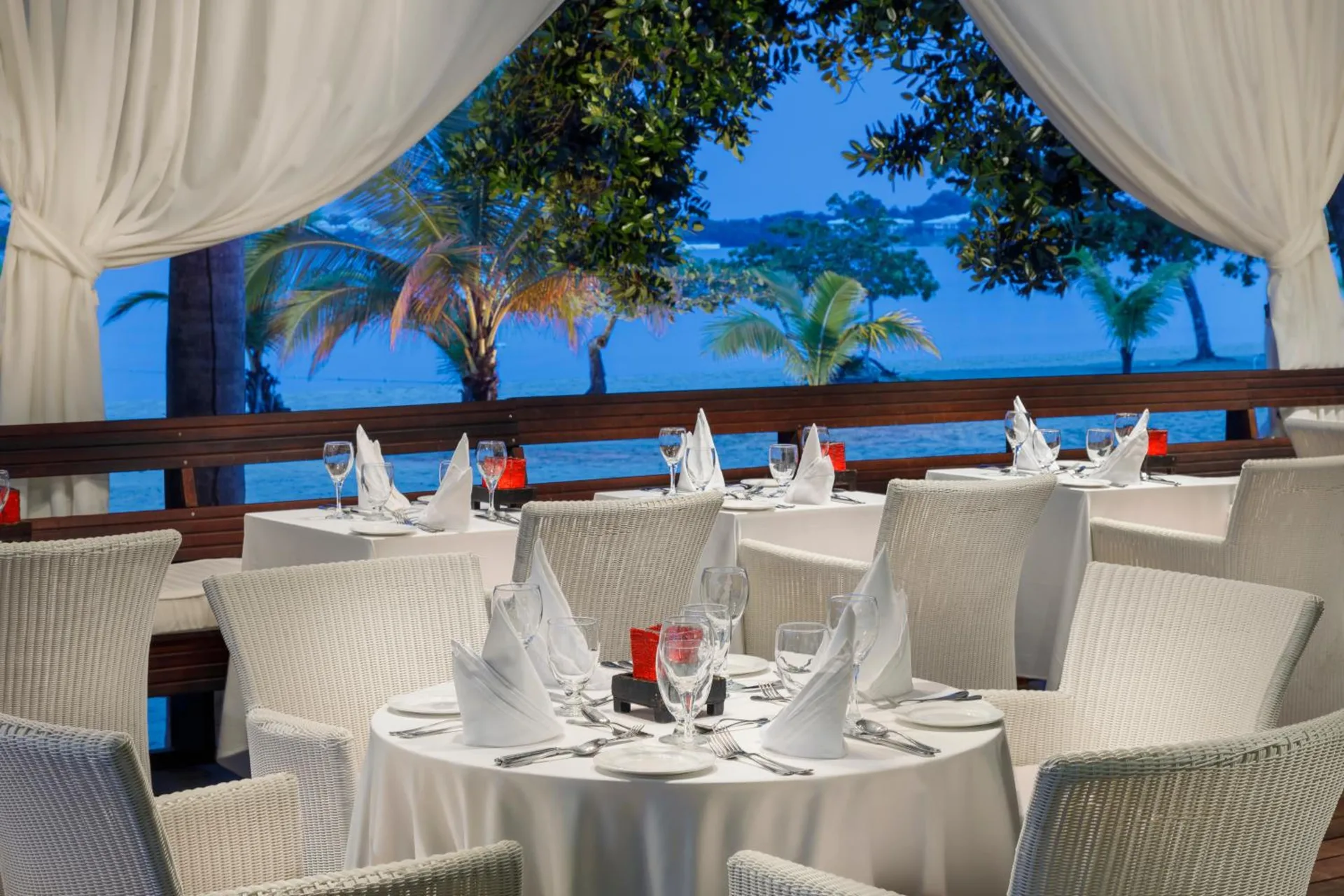 Open-air dining terrace with ocean views at Couples Negril.