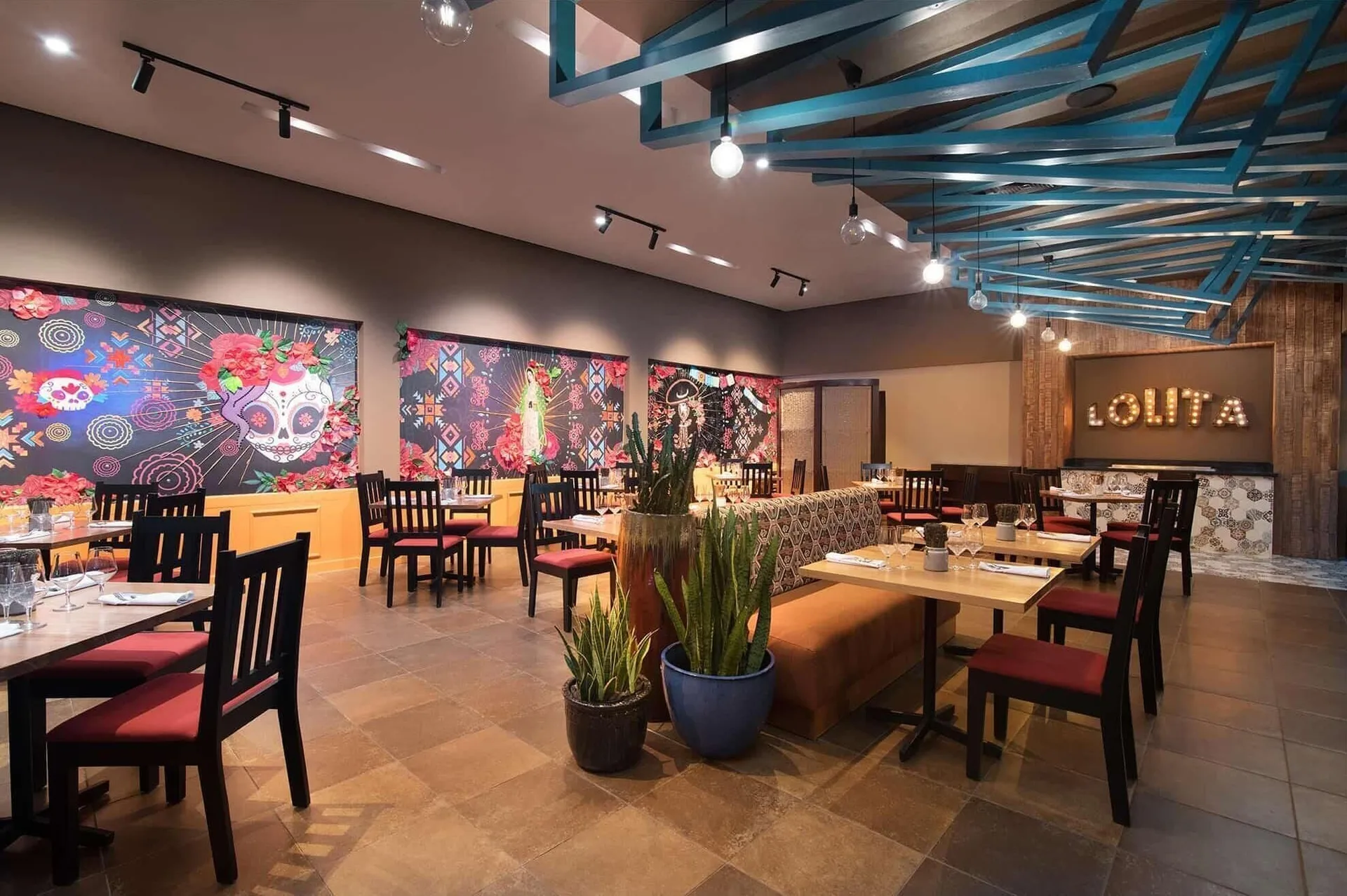 Lolita Restaurant interior with illuminated sign at Emotions by Hodelpa Puerto Plata.