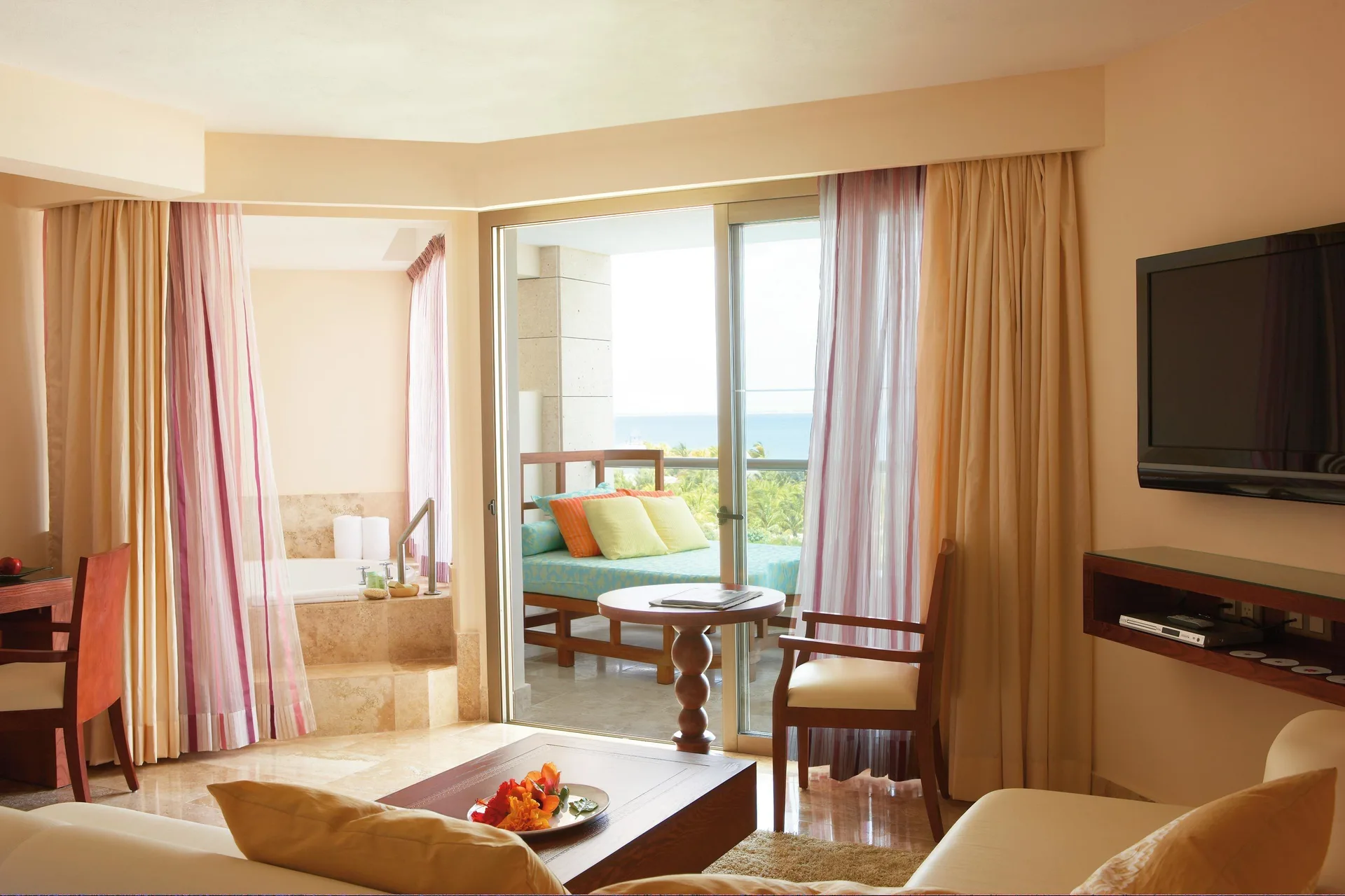 Excellence Playa Mujeres sitting area and balcony at Excellence Playa Mujeres.