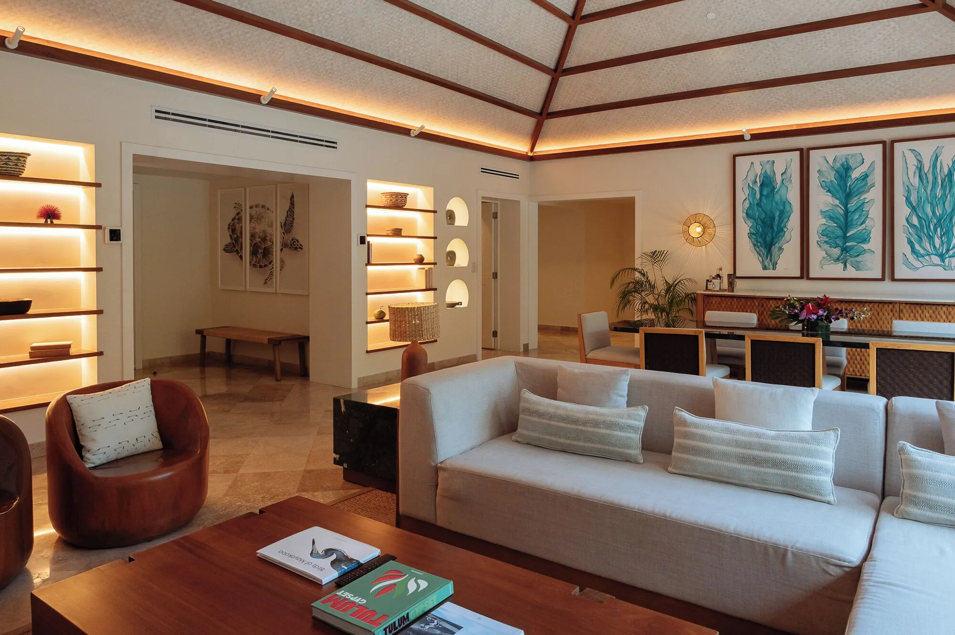 Presidential Suite lounge and dining area at Fairmont Mayakoba.