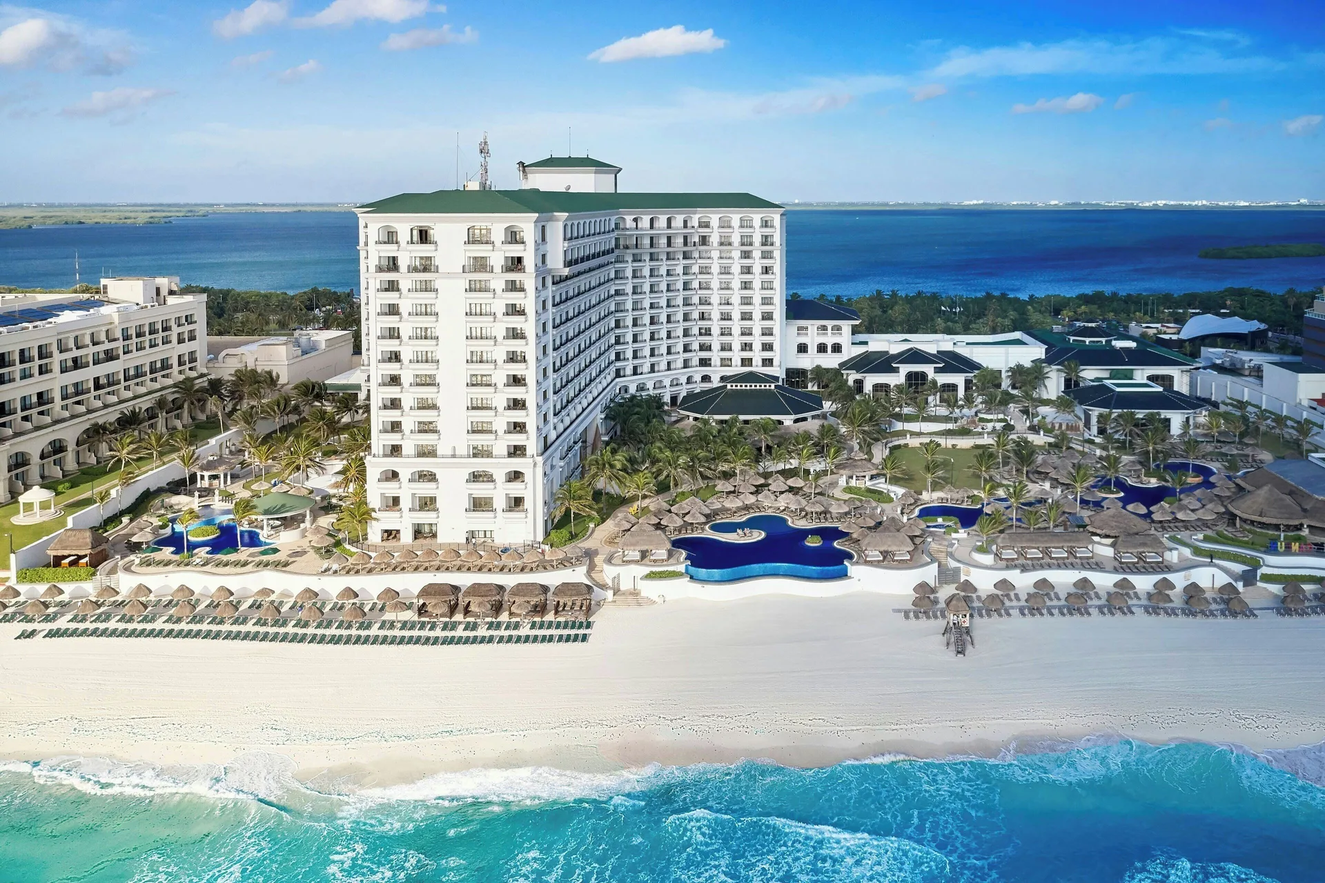JW Marriott Cancun Resort and Spa upscale beachfront hotel with refined rooms and large pools