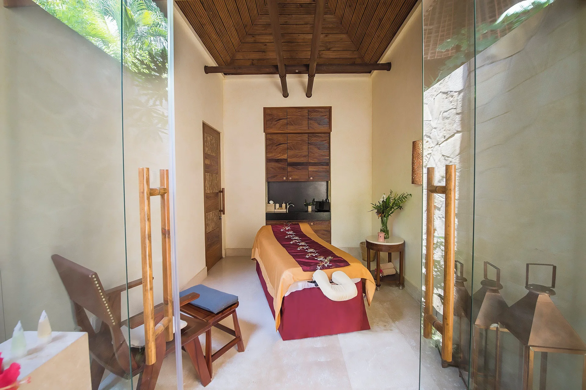 Spa treatment room with massage table at Fiesta Americana Puerto Vallarta & Spa.