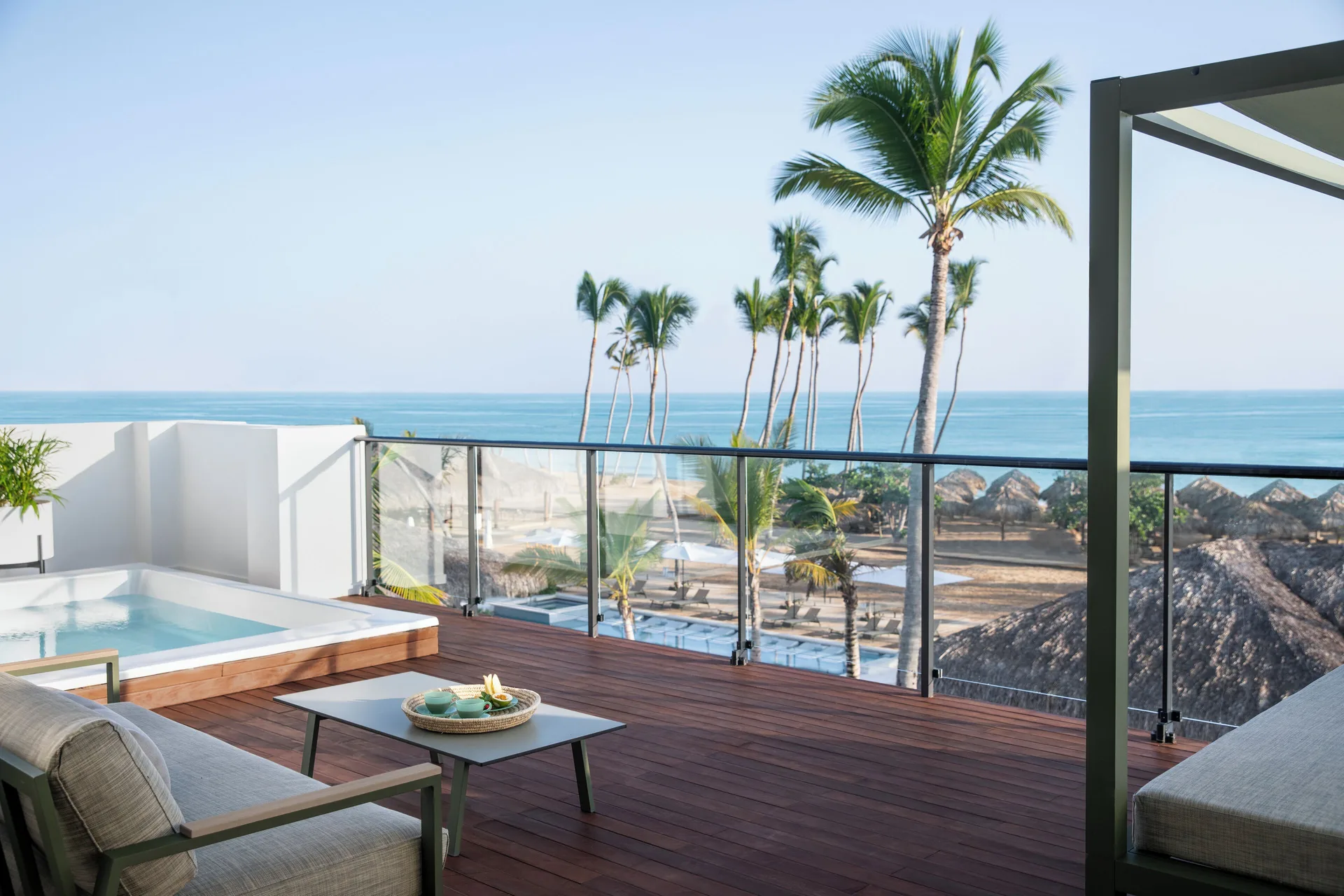 Plunge pool terrace of a Finest Club Imperial Family Suite overlooking the ocean at Finest Punta Cana.