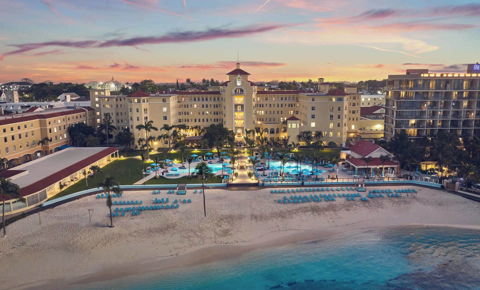 British Colonial Nassau historic downtown hotel with harborfront setting and classic island character