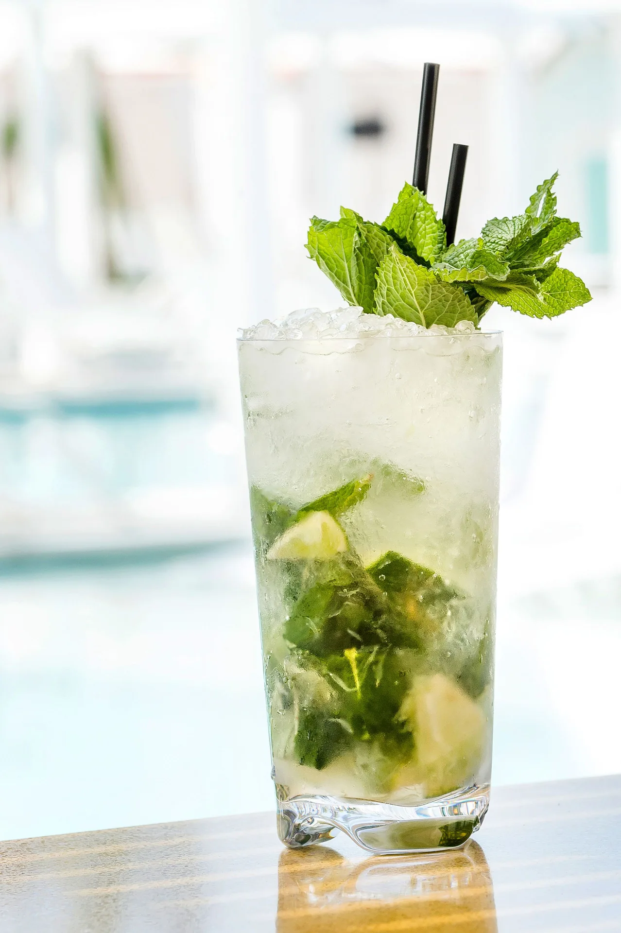 Mint cocktail with lime and crushed ice at Grand Hyatt Baha Mar.