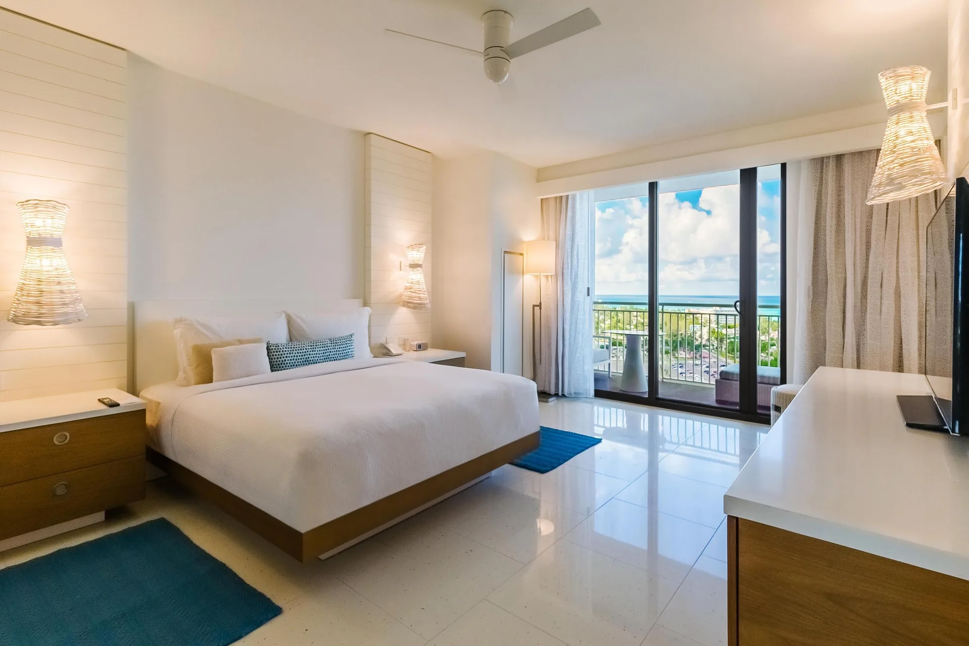 Grand Suite king bedroom with balcony and ocean view at Grand Hyatt Baha Mar.