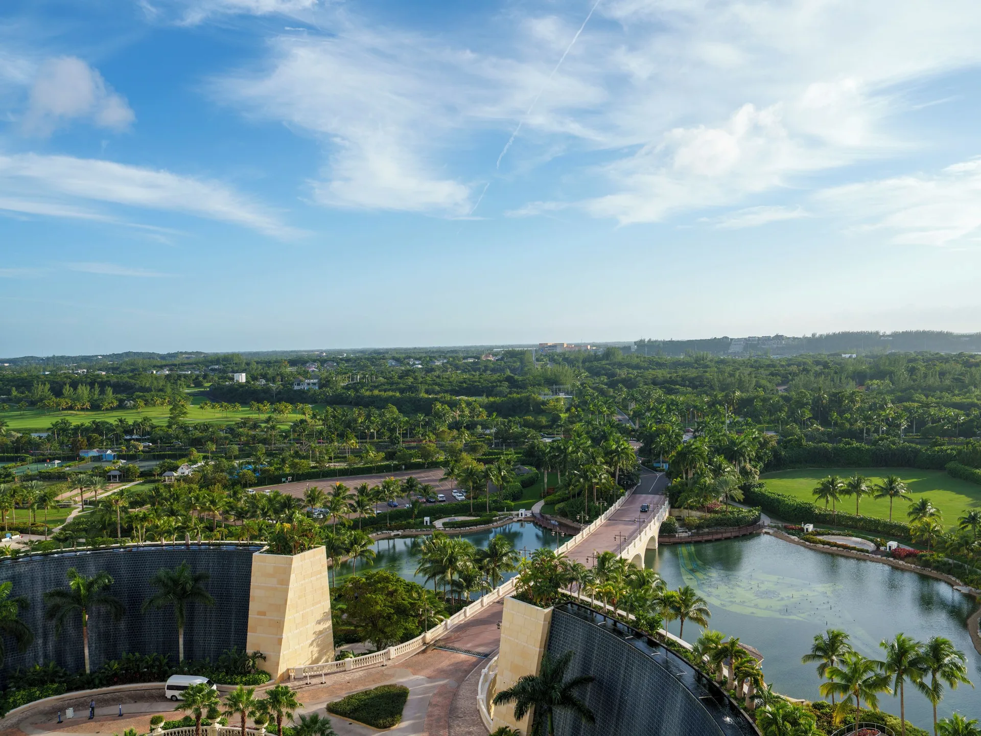 Fountain View Reserve view over fountains and gardens at Grand Hyatt Baha Mar.
