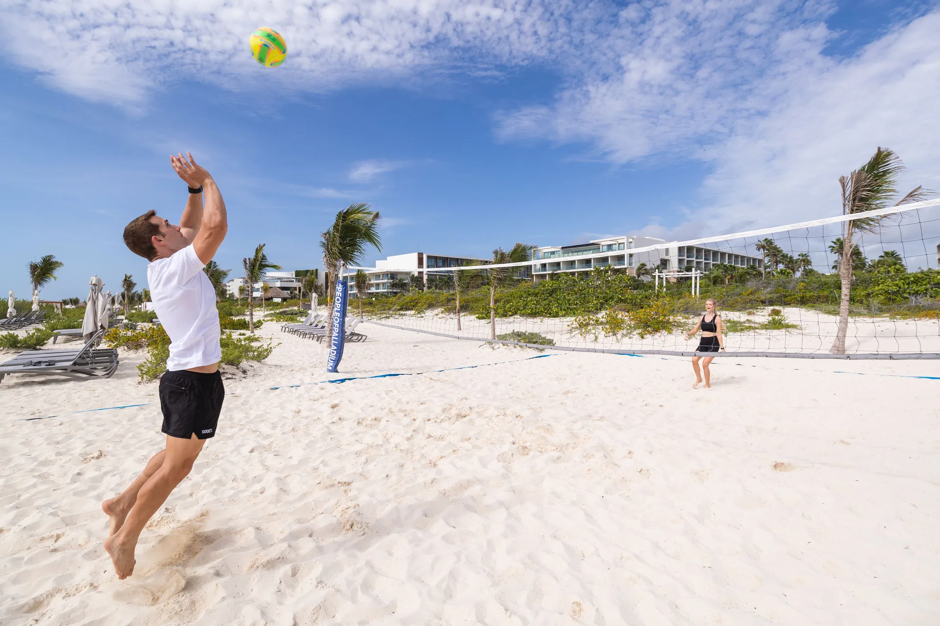 Beach volleyball on the sand at Grand Palladium Select Costa Mujeres.