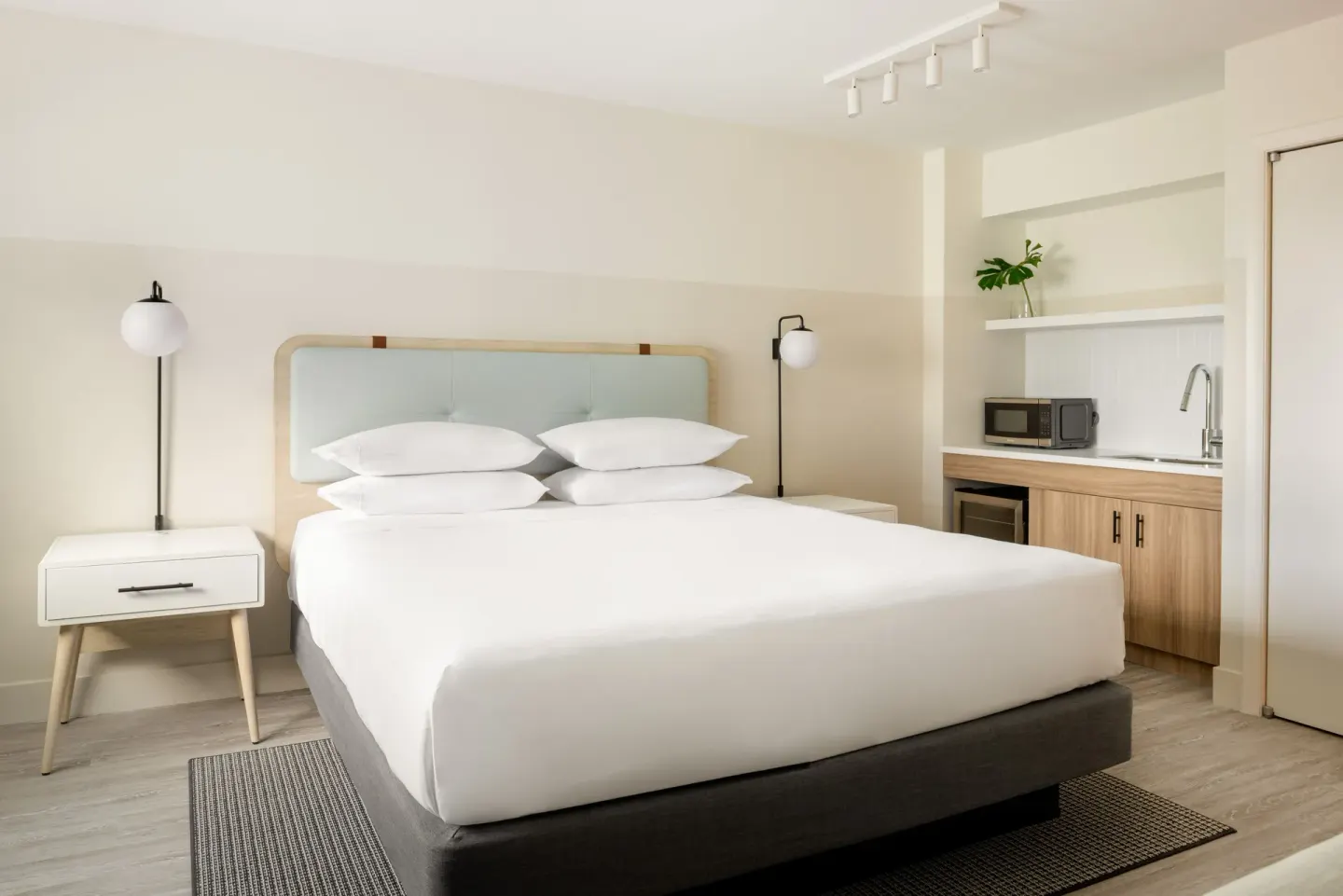 Accessible studio with king bed and kitchenette at Hampton by Hilton Grand Cayman Seven Mile Beach.