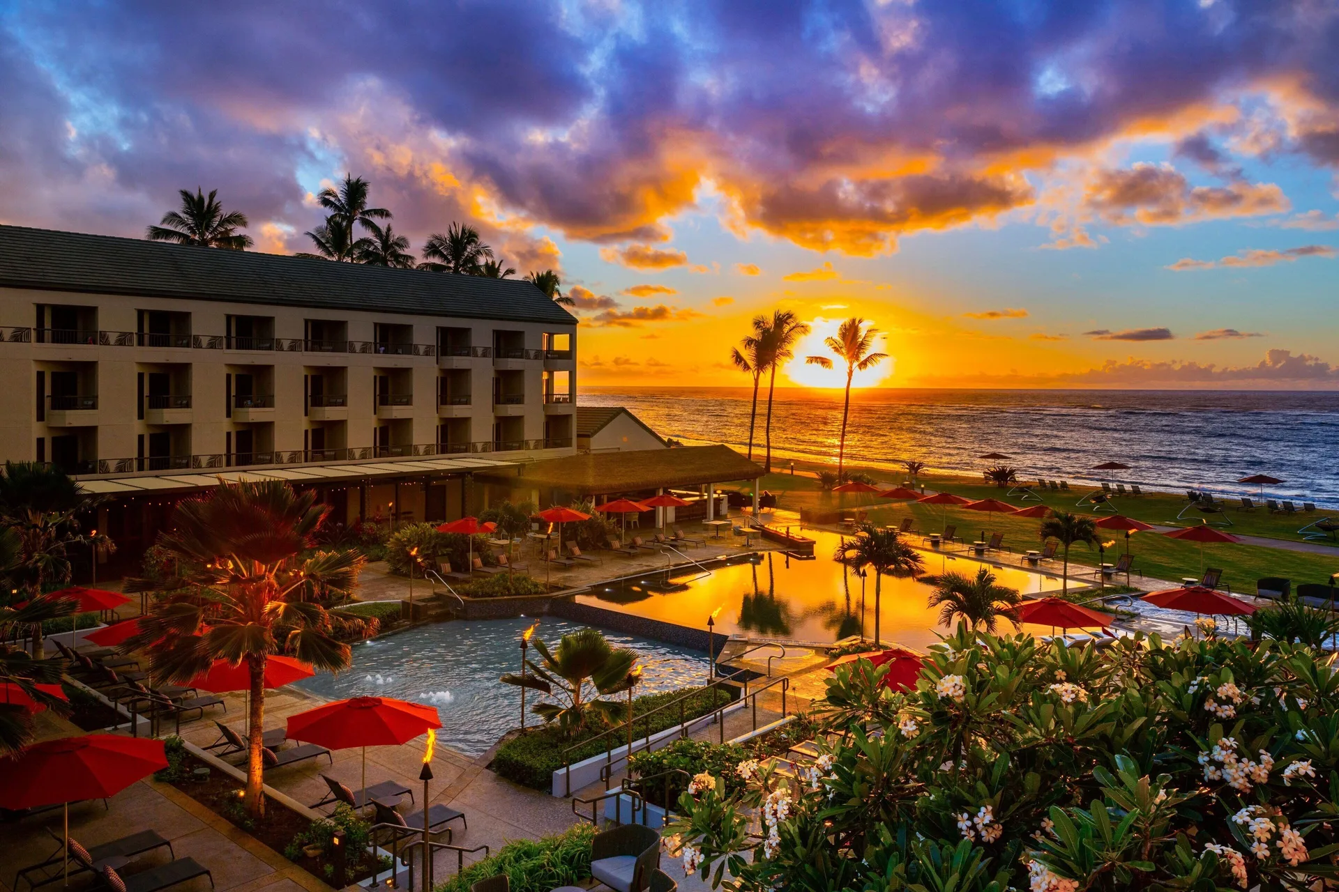 Sheraton Kauai Coconut Beach Resort east shore beachfront hotel with pool and coastal setting