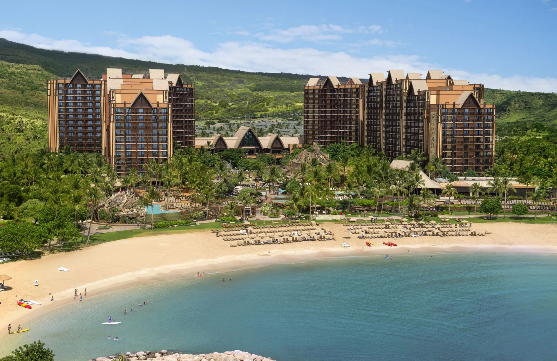 Aulani Disney Oahu family resort with lagoon pools and Hawaiian-inspired design