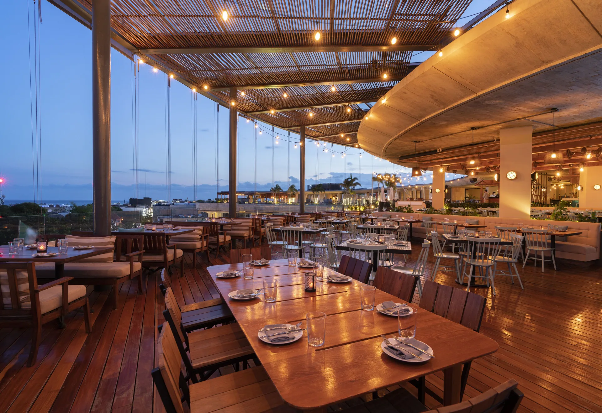 Rooftop restaurant terrace at Hyatt Centric Playa del Carmen - Downtown House & Beach House.