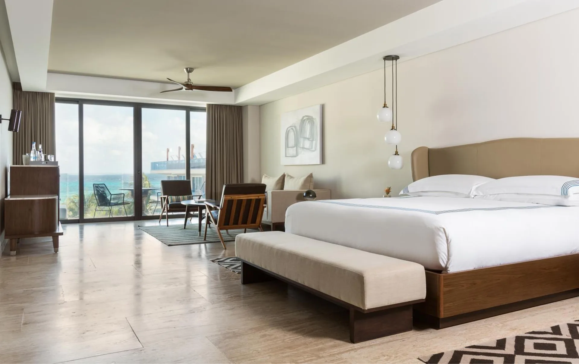 Suite Ocean View king bed and balcony at Hyatt Centric Playa del Carmen - Downtown House & Beach House del Carmen.