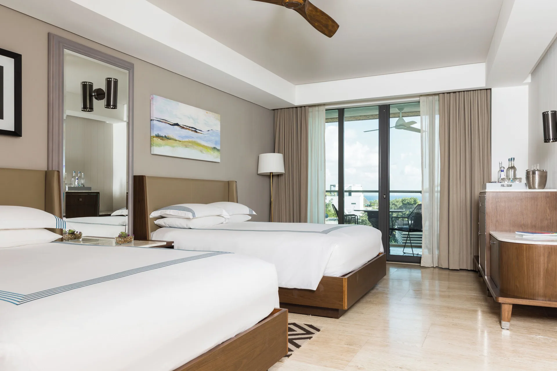 Downtown House 2 Room at Hyatt Centric Playa del Carmen with two double beds, private balcony, and family-friendly layout in downtown Playa.