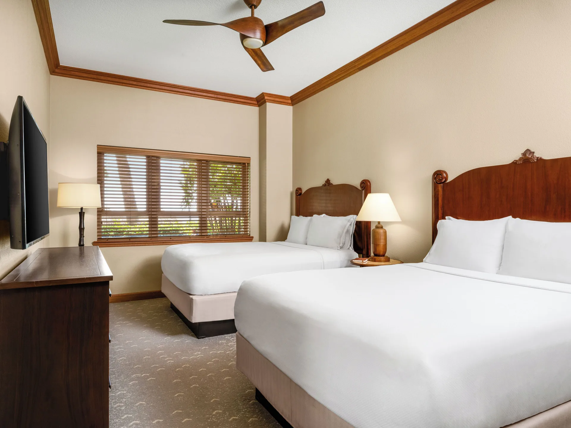 Two-bed guest room in a villa at Hyatt Vacation Club at Ka'anapali Beach.