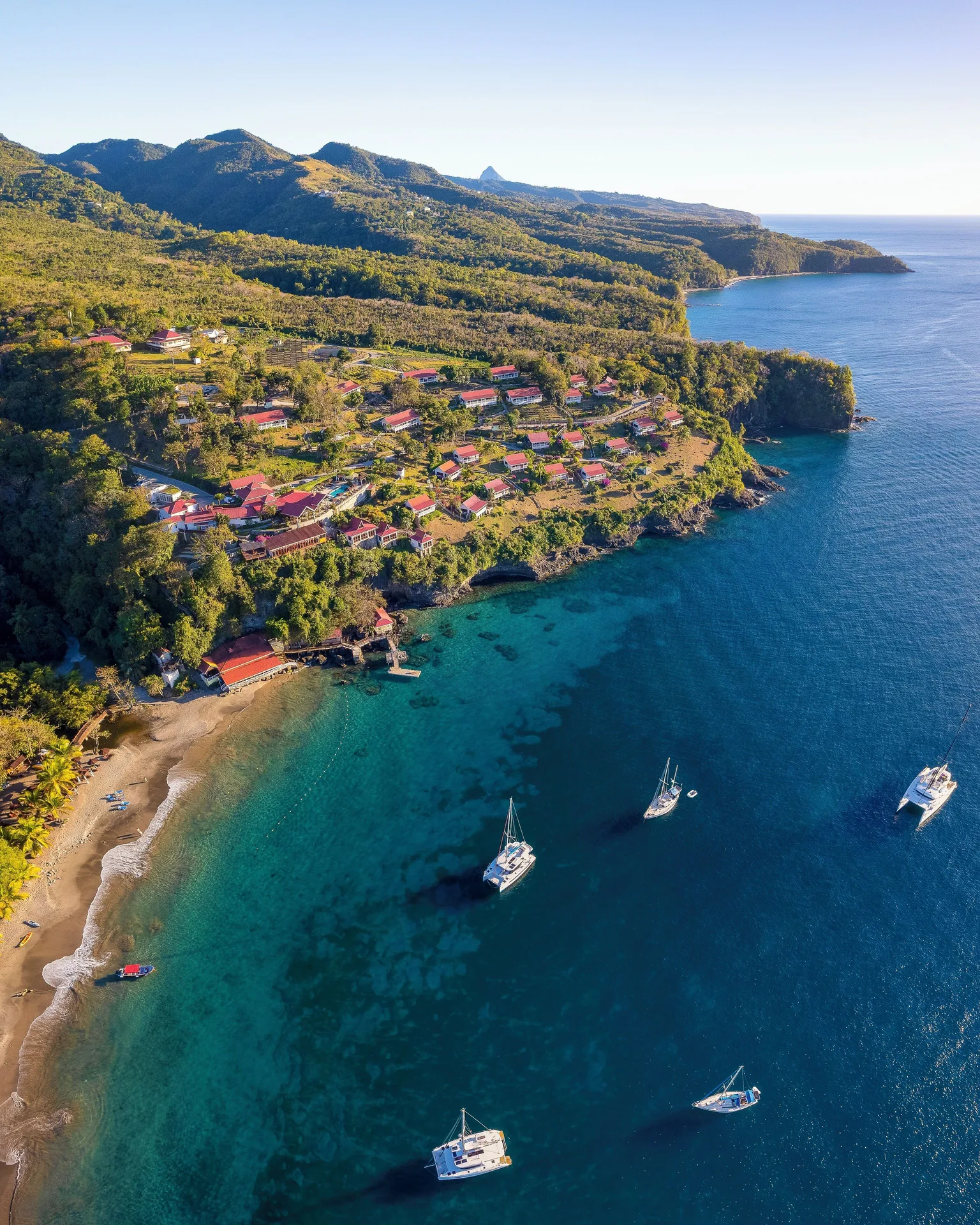 Ti Kaye Resort and Spa secluded cliffside boutique resort in St. Lucia with ocean views and private beach access.
