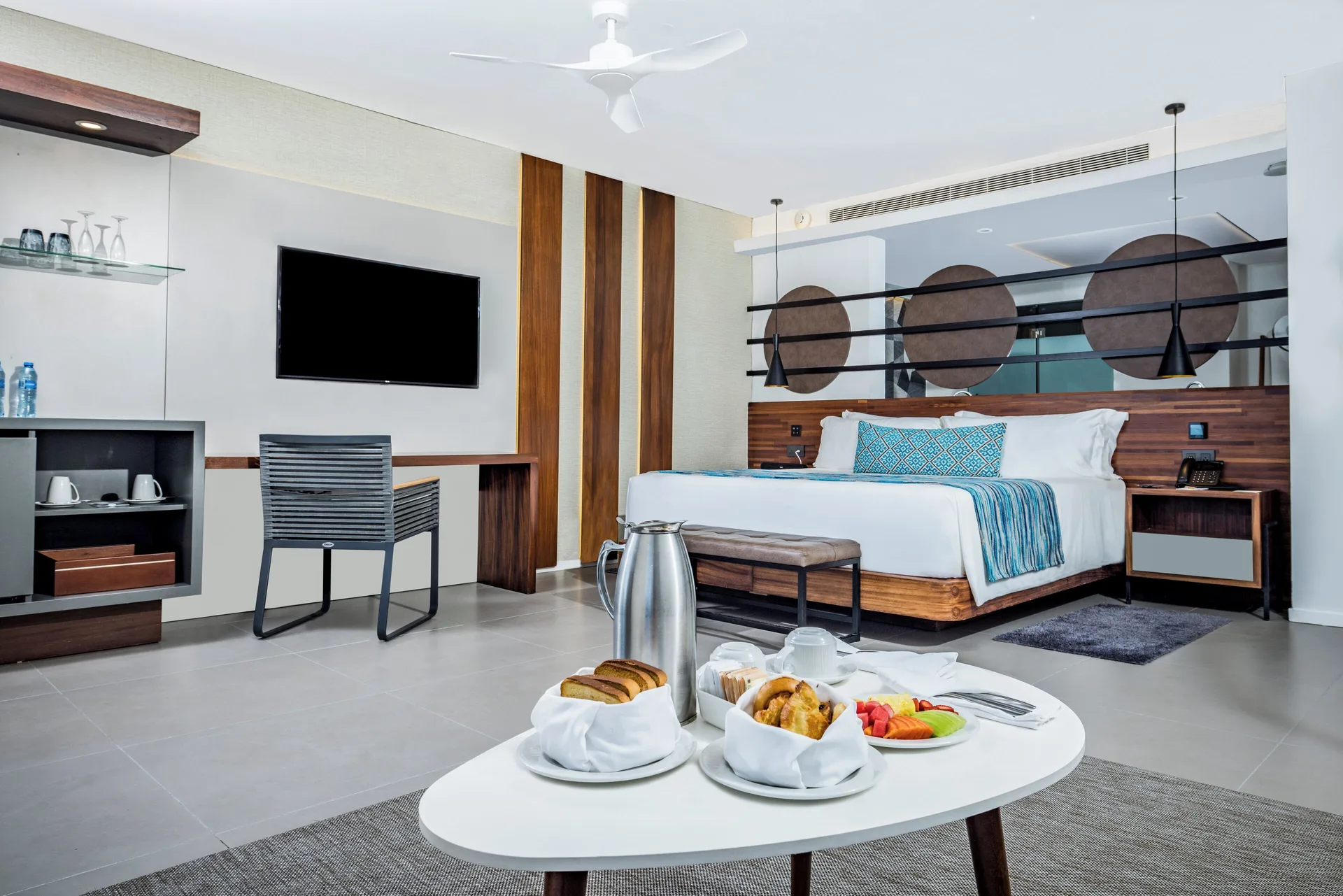 Elegance Club Plunge Pool Suite bedroom with king bed at Majestic Elegance Costa Mujeres.