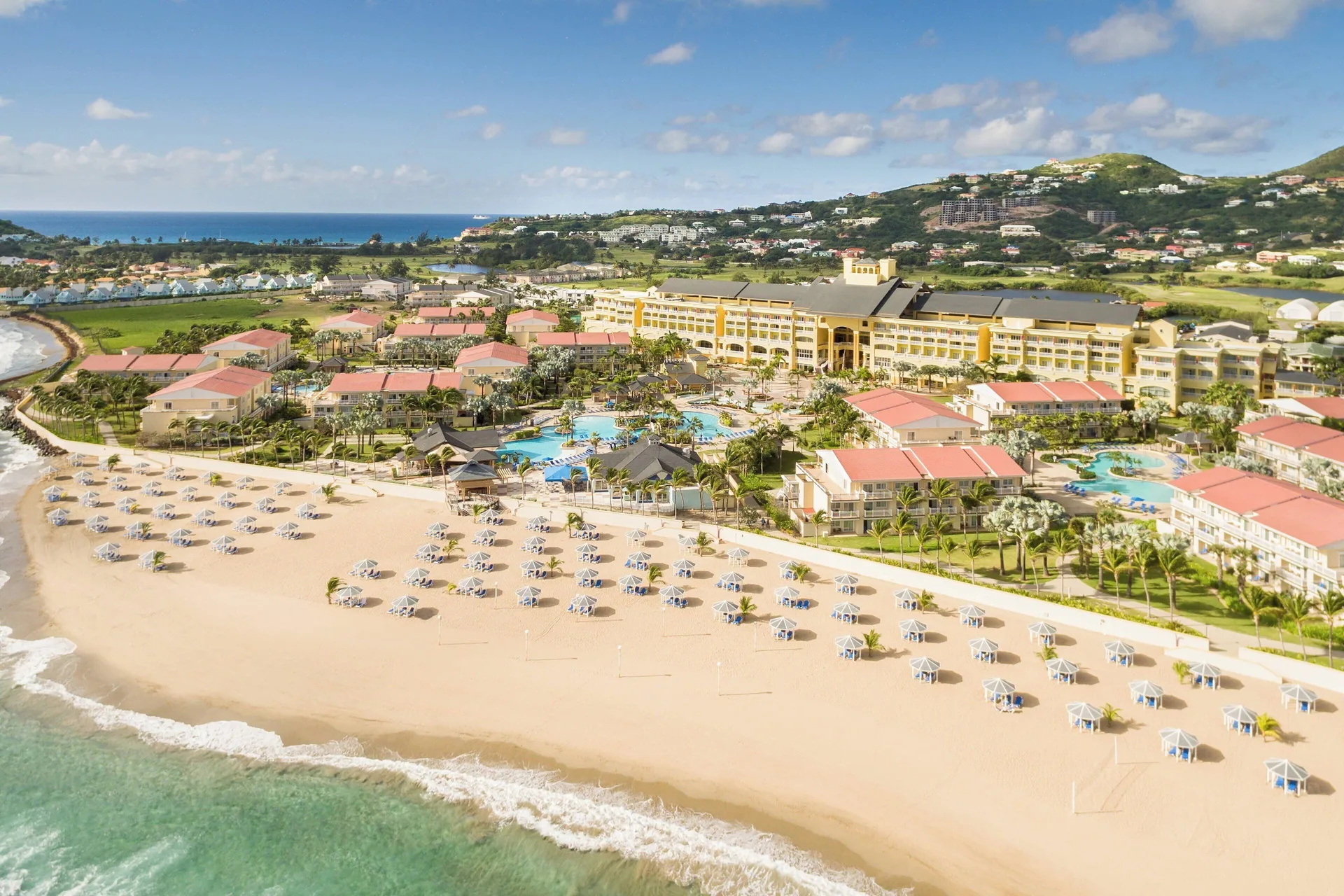 St Kitts Marriott Beach Resort Casino and Spa beachfront resort with pools casino and Frigate Bay access