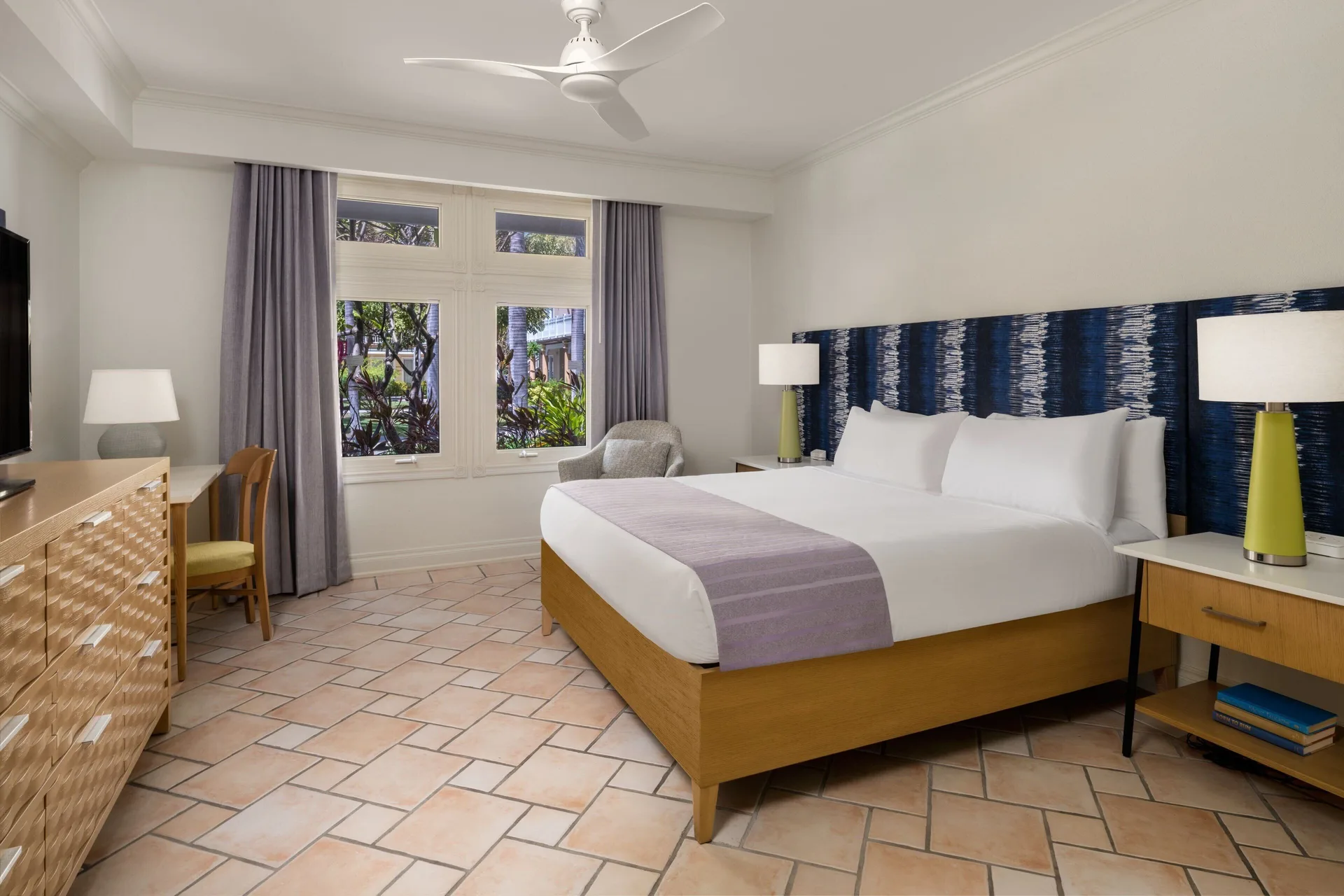 King bedroom in a two-bedroom garden view villa at Marriott's St. Kitts Beach Club.