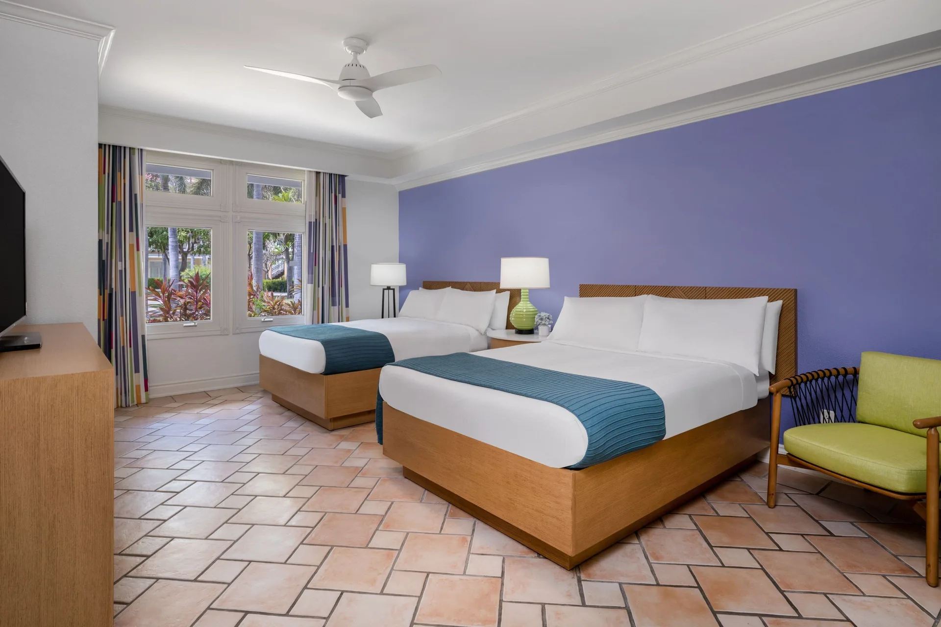 Two-bed bedroom in a garden view villa at Marriott's St. Kitts Beach Club.