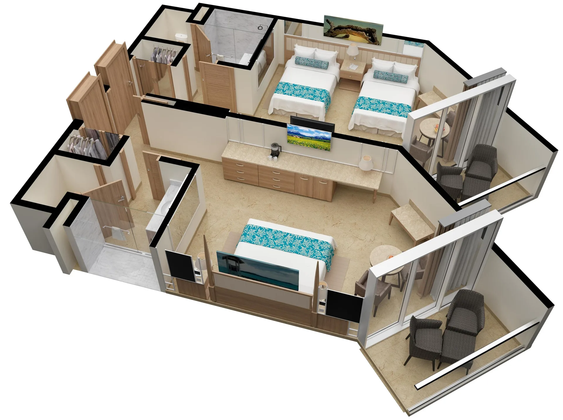 Superior Family Partial Ocean View floor plan at Moon Palace Jamaica showing spacious family layout in Ocho Rios, Jamaica.
