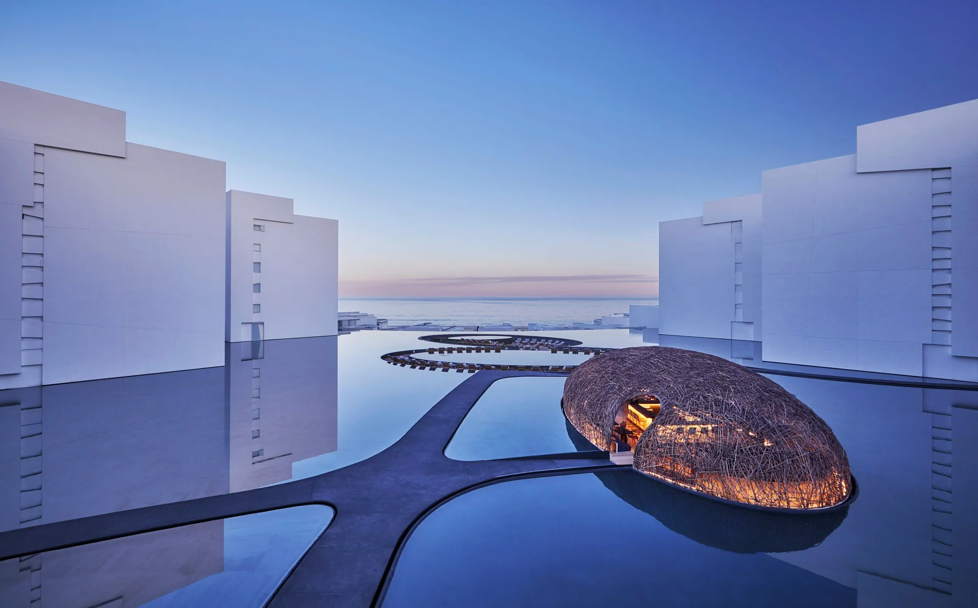 Viceroy Los Cabos modern beachfront resort with striking architecture and reflective water features