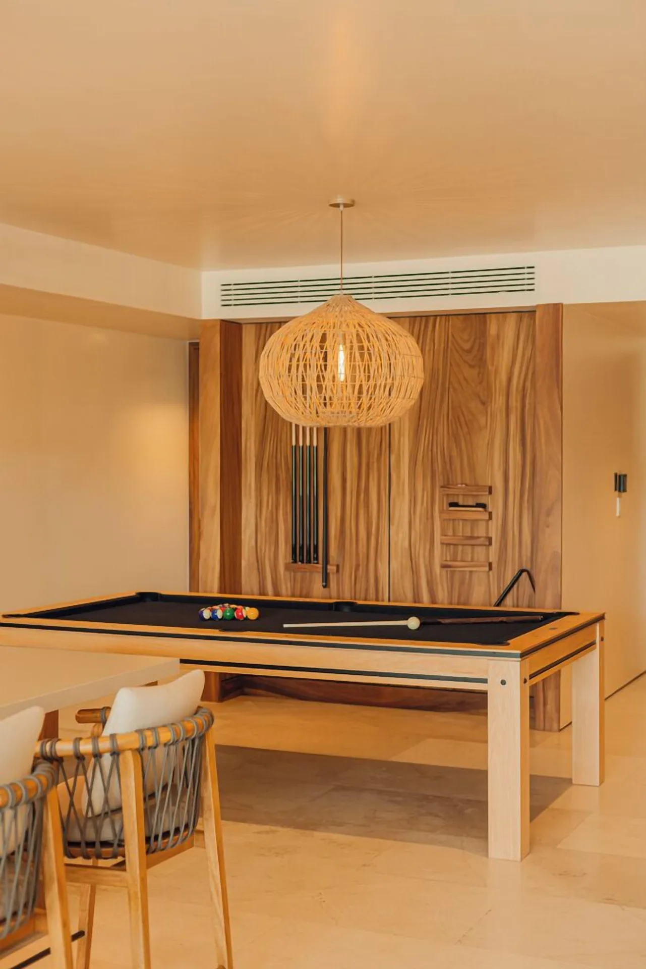 Sakyu 3 Bedrooms billiards table area at Nobu Hotel Los Cabos.