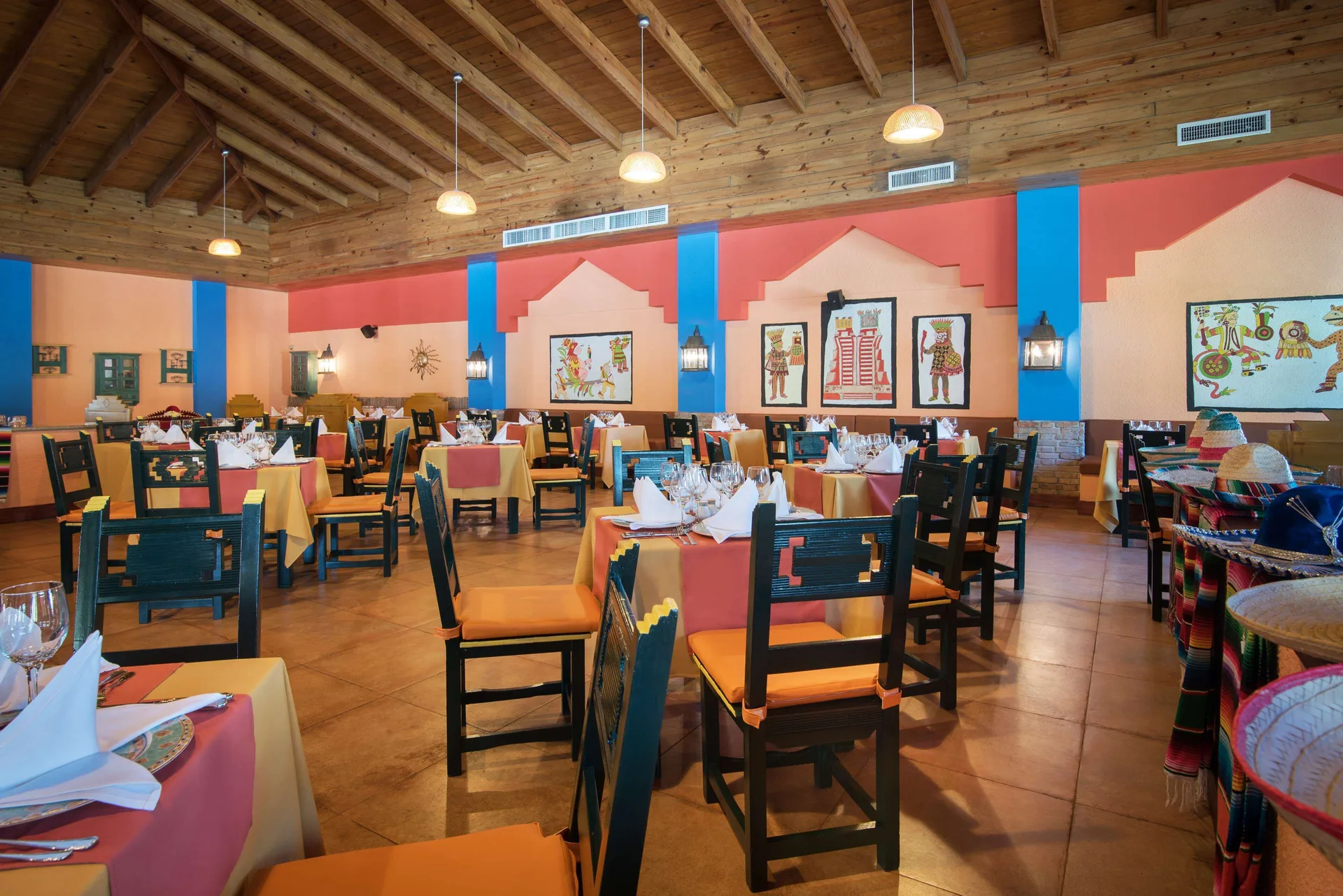 Colorful Mexican restaurant dining room at Occidental Punta Cana.