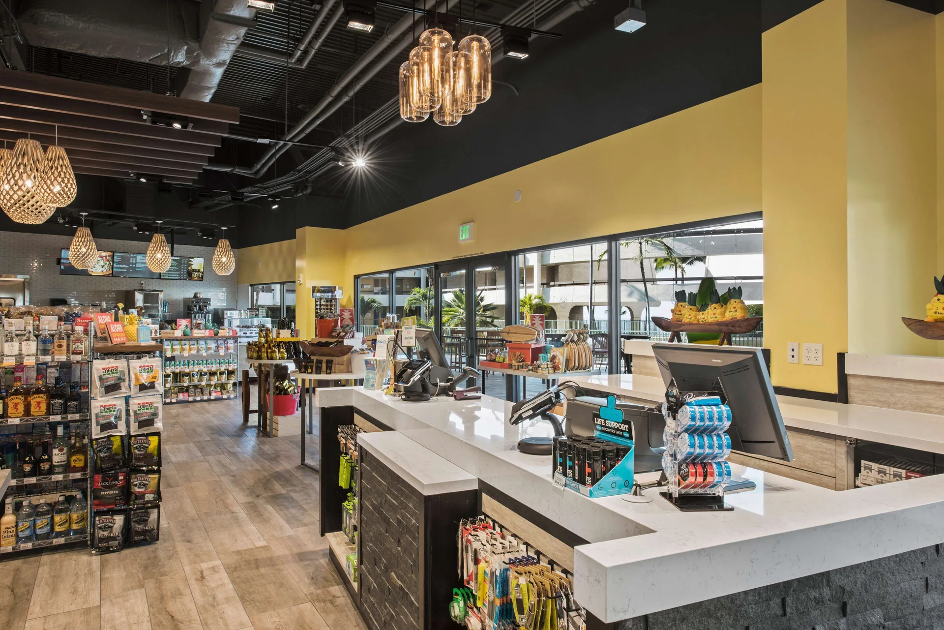 Resort market counter with snacks and displays at Outrigger Kona Resort and Spa.