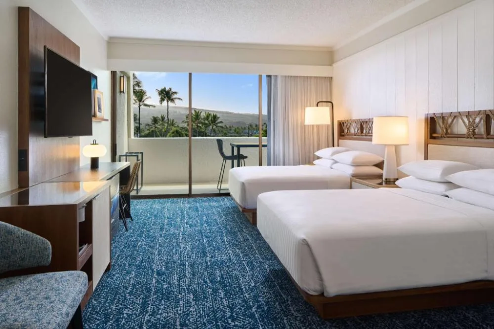 Resort View room with two beds and balcony at Outrigger Kona Resort and Spa.