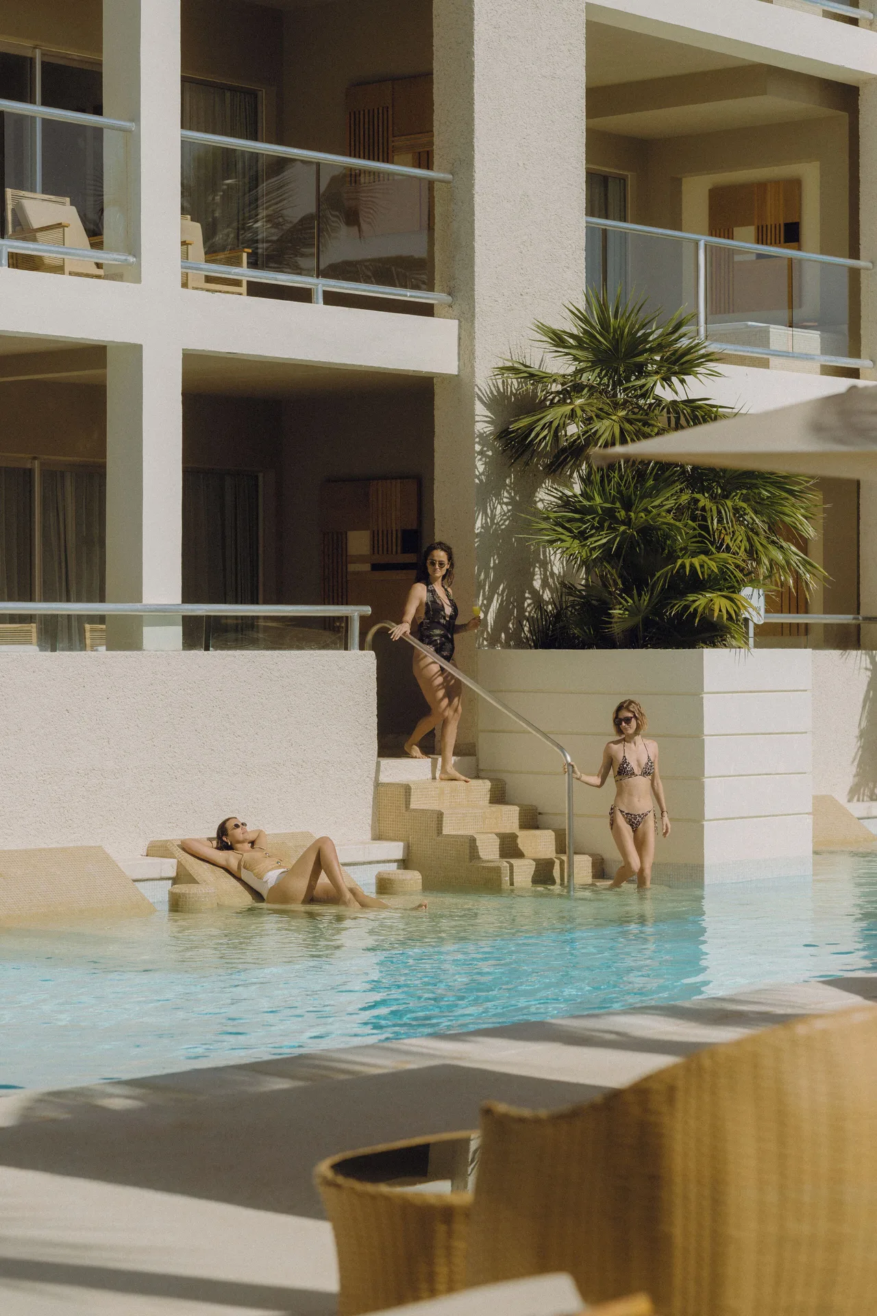 Reserve Suite Swim Up exterior with pool access and suite balconies at Paradisus La Perla Riviera Maya.