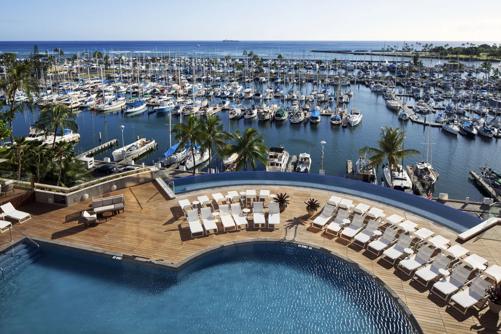 Prince Waikiki modern harborfront hotel with ocean views and infinity pool near Ala Wai Harbor