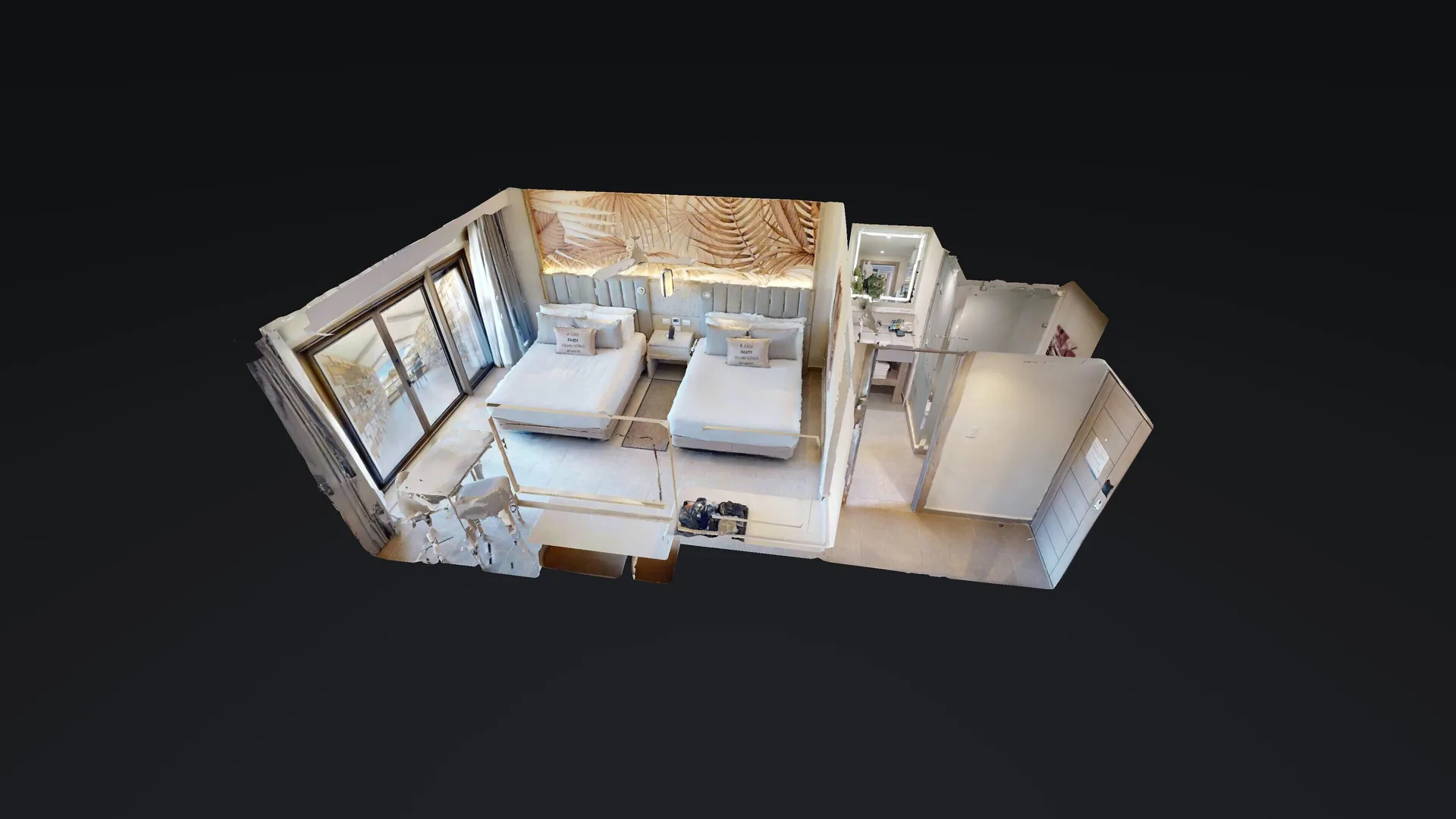 Luxury Ocean View Room virtual tour view with two beds at Royalton CHIC Antigua.