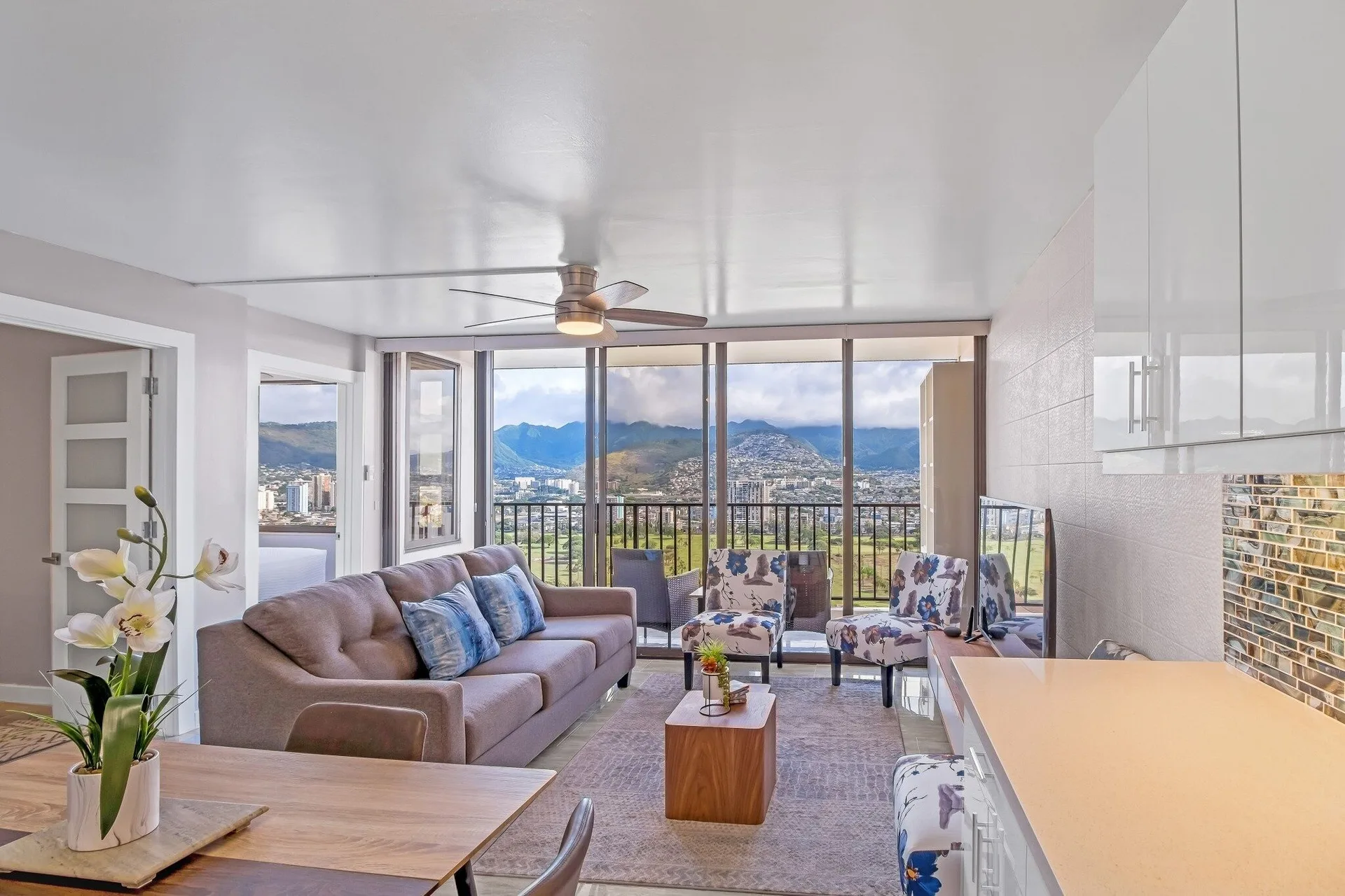 Newly Remodeled 30th Floor Suite Waikiki vacation rental with epic mountain views and modern interiors