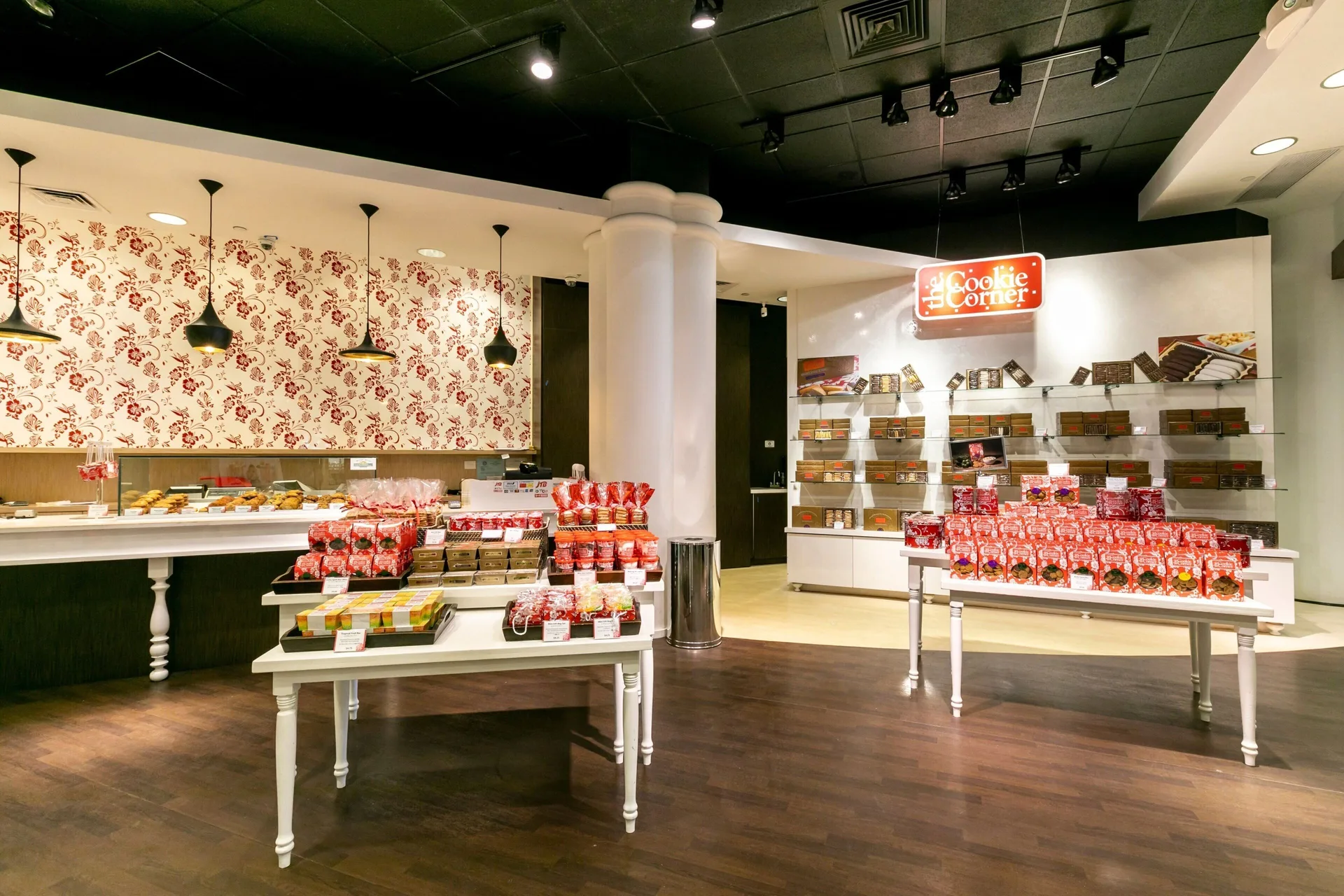 Cookie shop interior with packaged treats and display counters at Sheraton Waikiki Beach Resort.