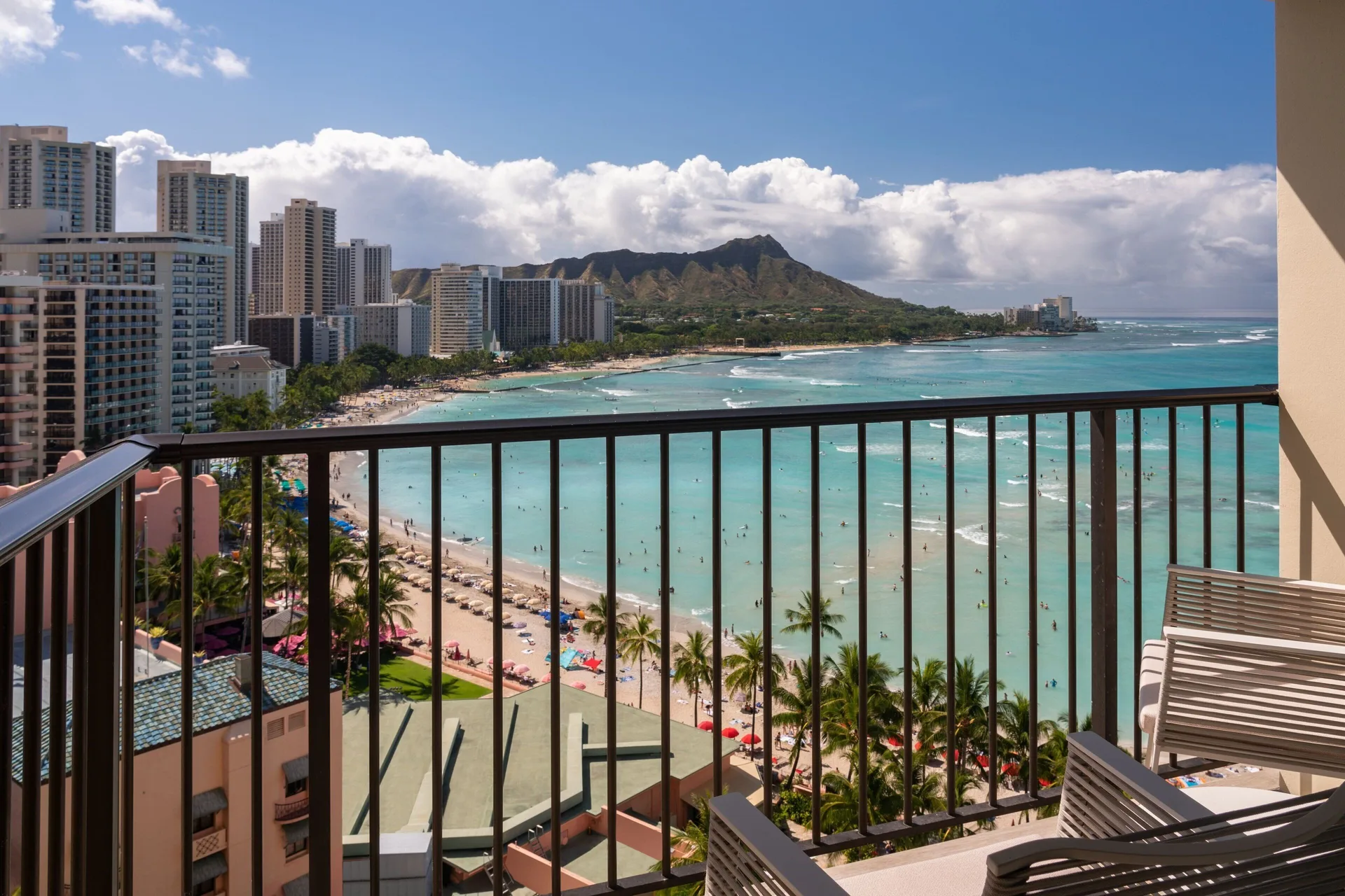 Malia Suite balcony view over Waikiki Beach at Sheraton Waikiki Beach Resort.