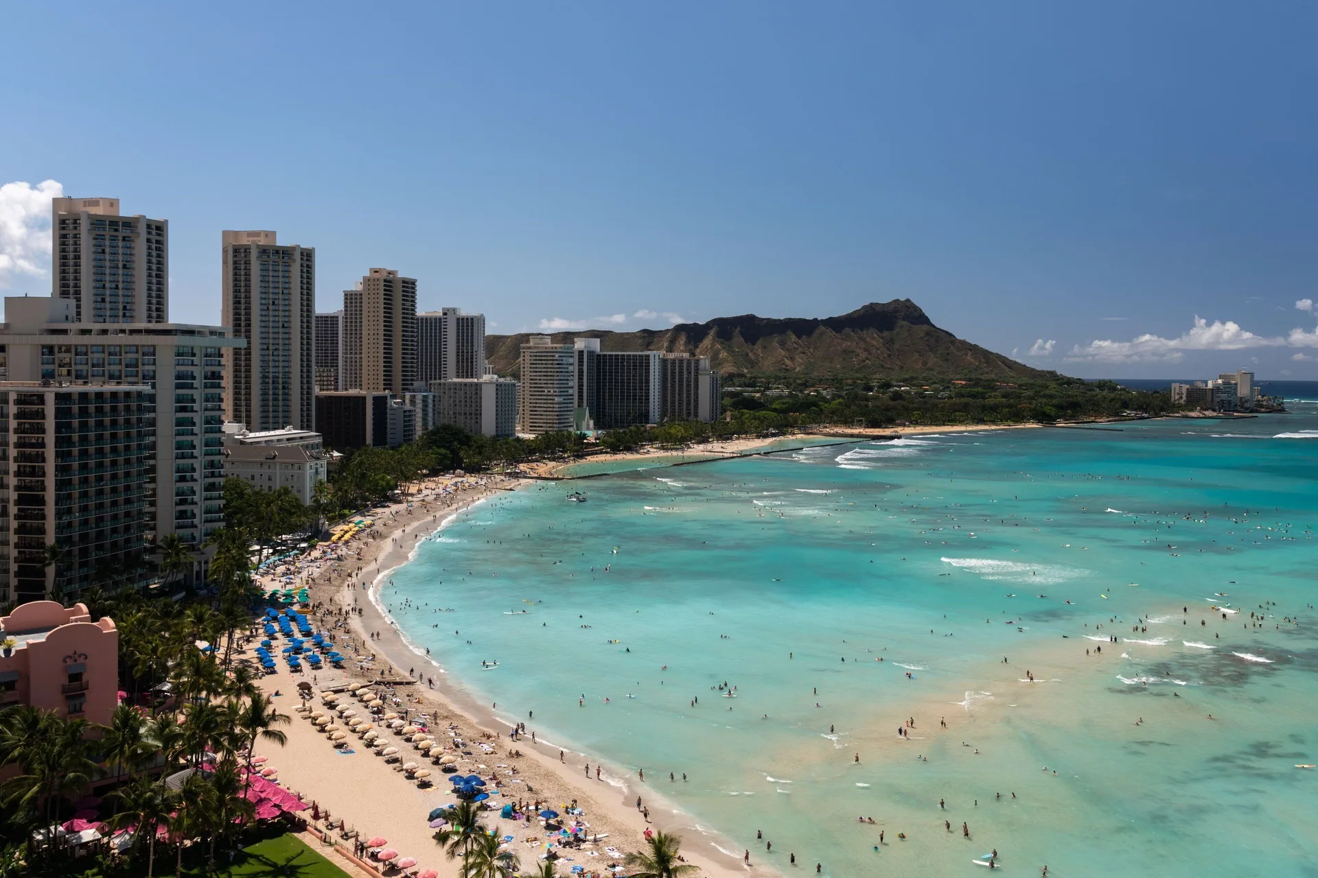 Waikiki Beach and Diamond Head view from Sheraton Waikiki Beach Resort.