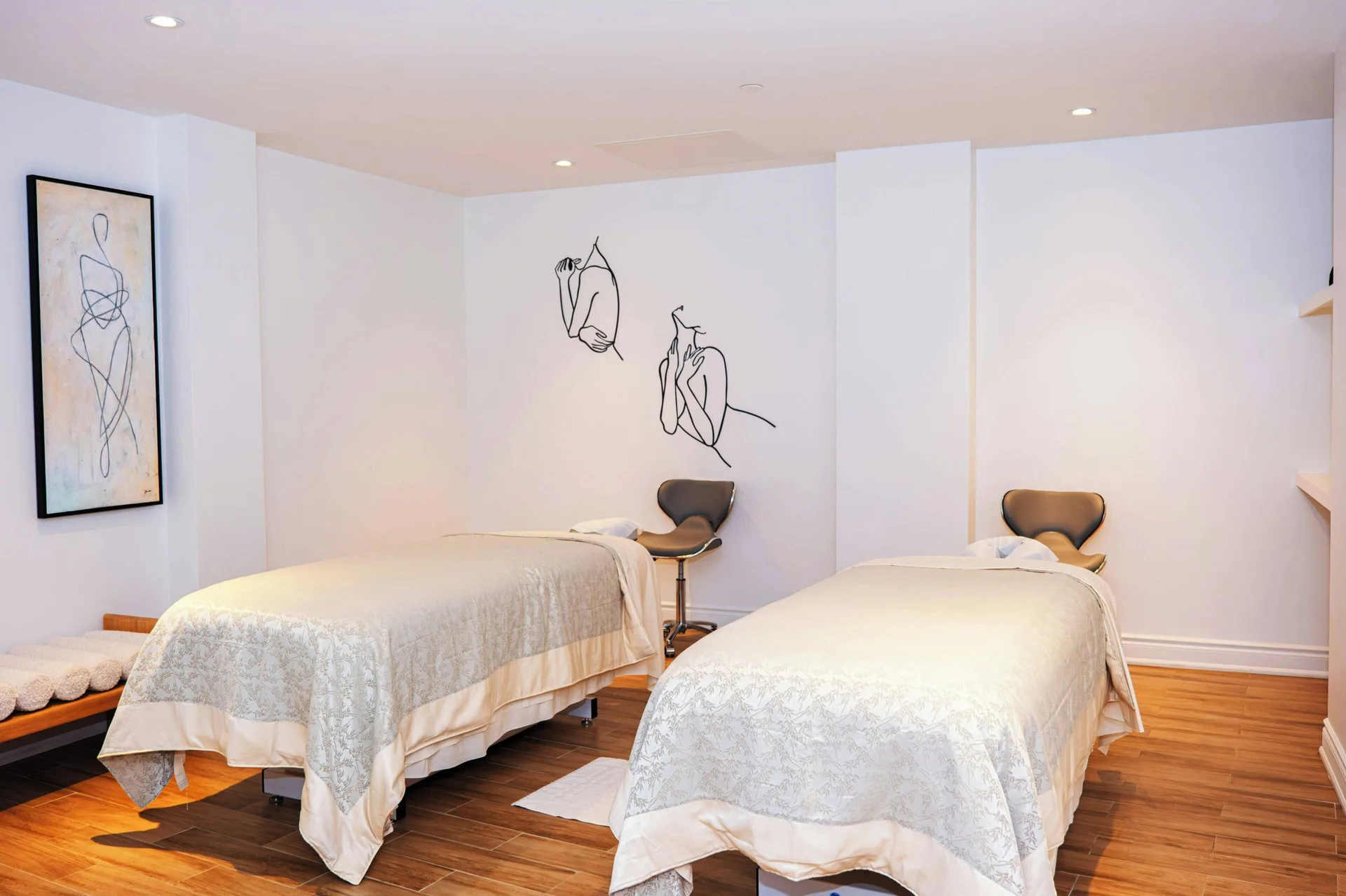Spa treatment room with two massage tables at St Kitts Marriott Beach Resort, Casino & Spa.
