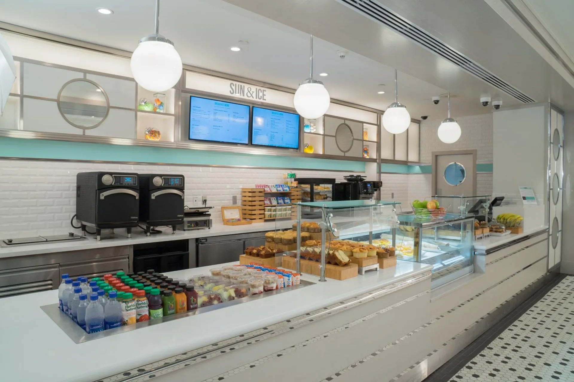 Sun & Ice cafe counter with pastries and drinks at The Coral at Atlantis.